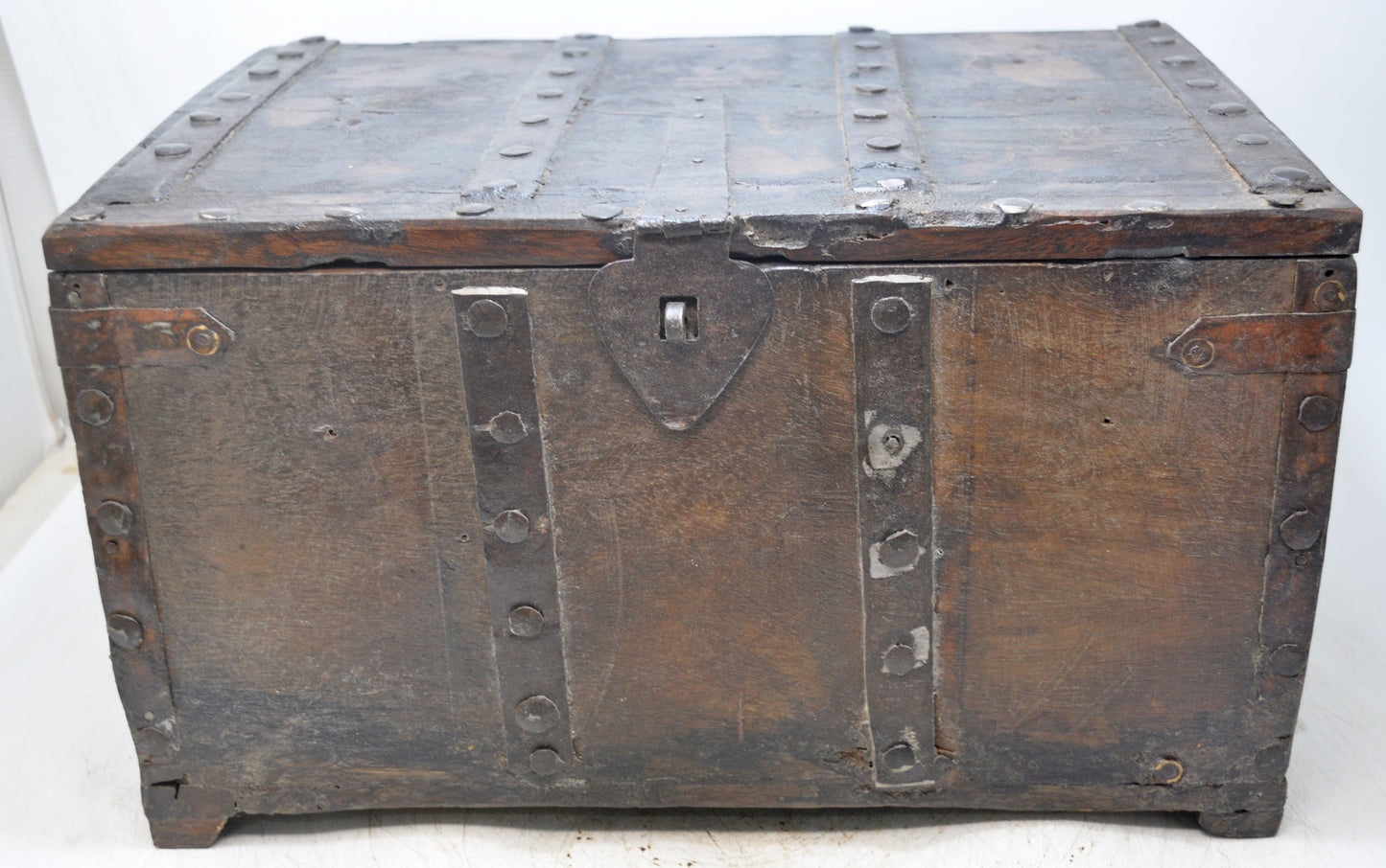 Vintage Wooden Storage Chest Box Original Old Hand Crafted Metal Fitted