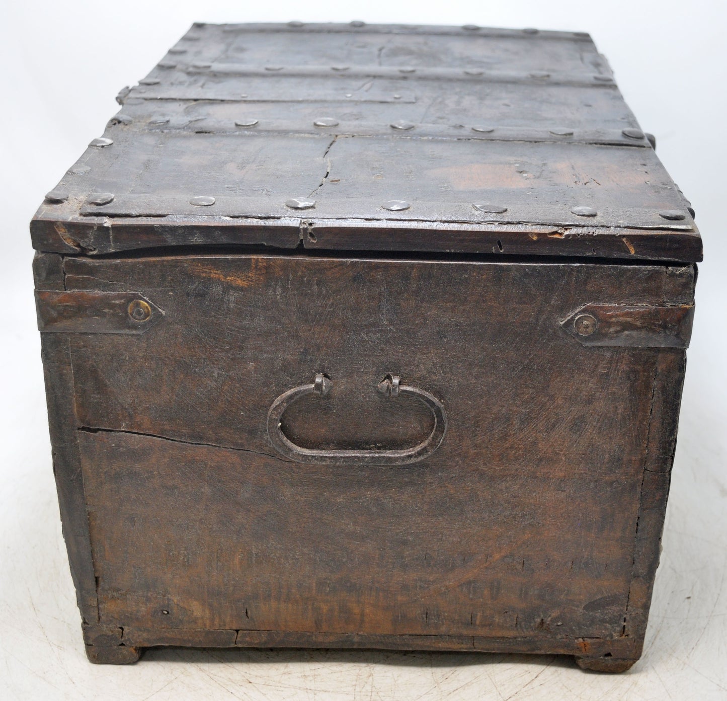 Vintage Wooden Storage Chest Box Original Old Hand Crafted Metal Fitted