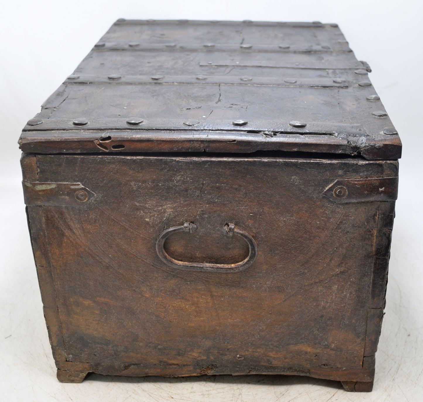 Vintage Wooden Storage Chest Box Original Old Hand Crafted Metal Fitted