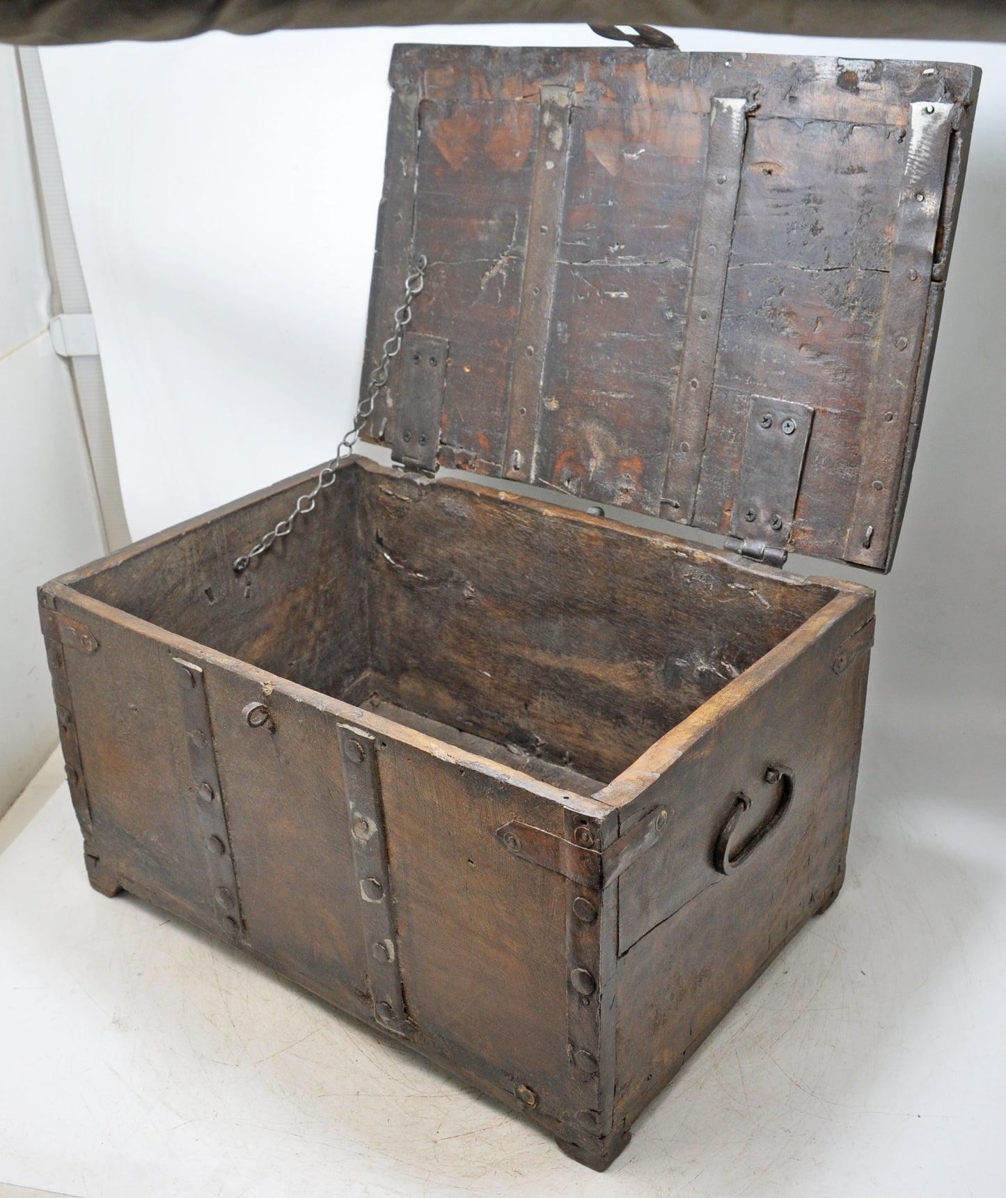 Vintage Wooden Storage Chest Box Original Old Hand Crafted Metal Fitted