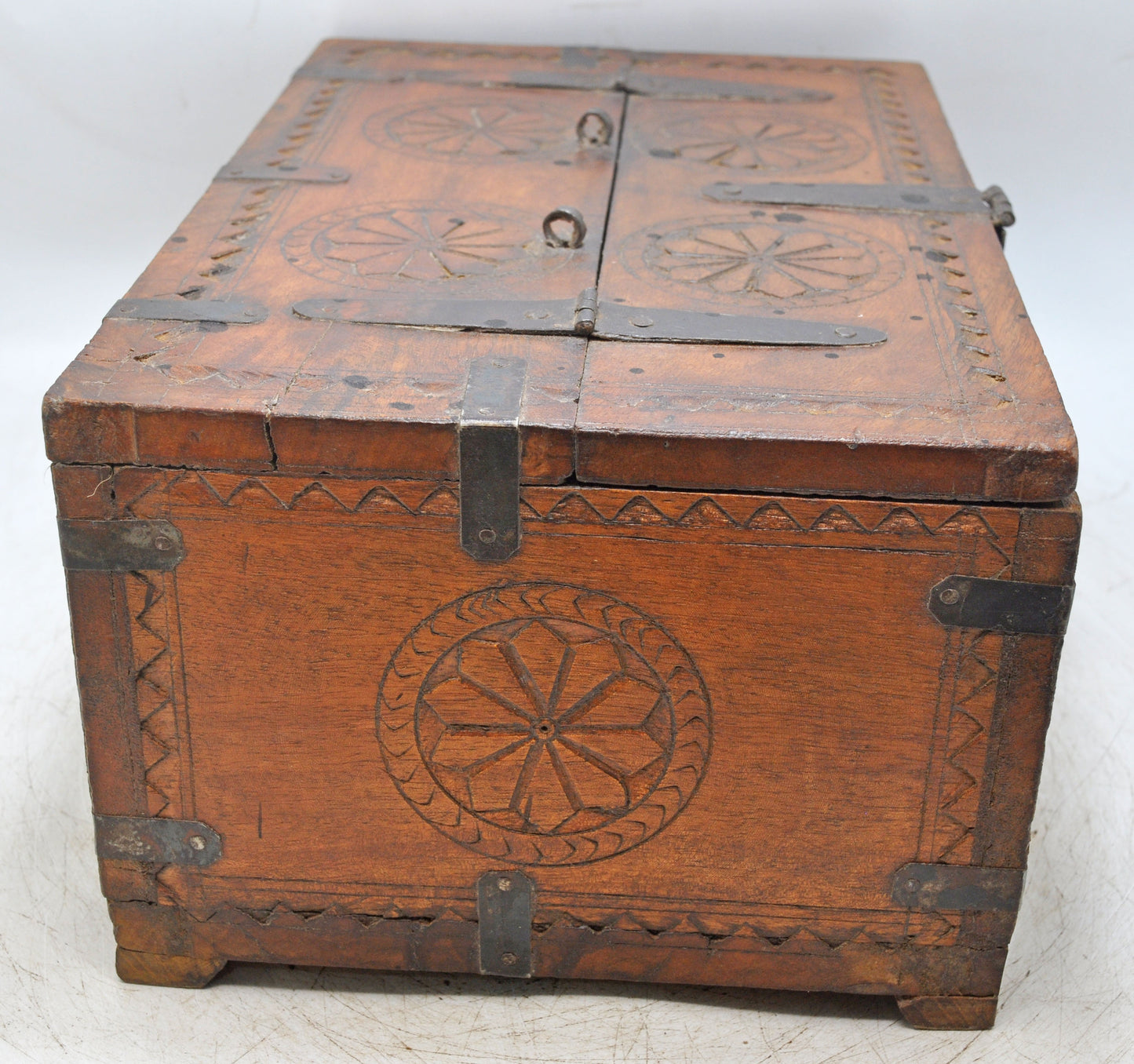 Vintage Wooden Storage Chest Box Original Old Hand Crafted Carved