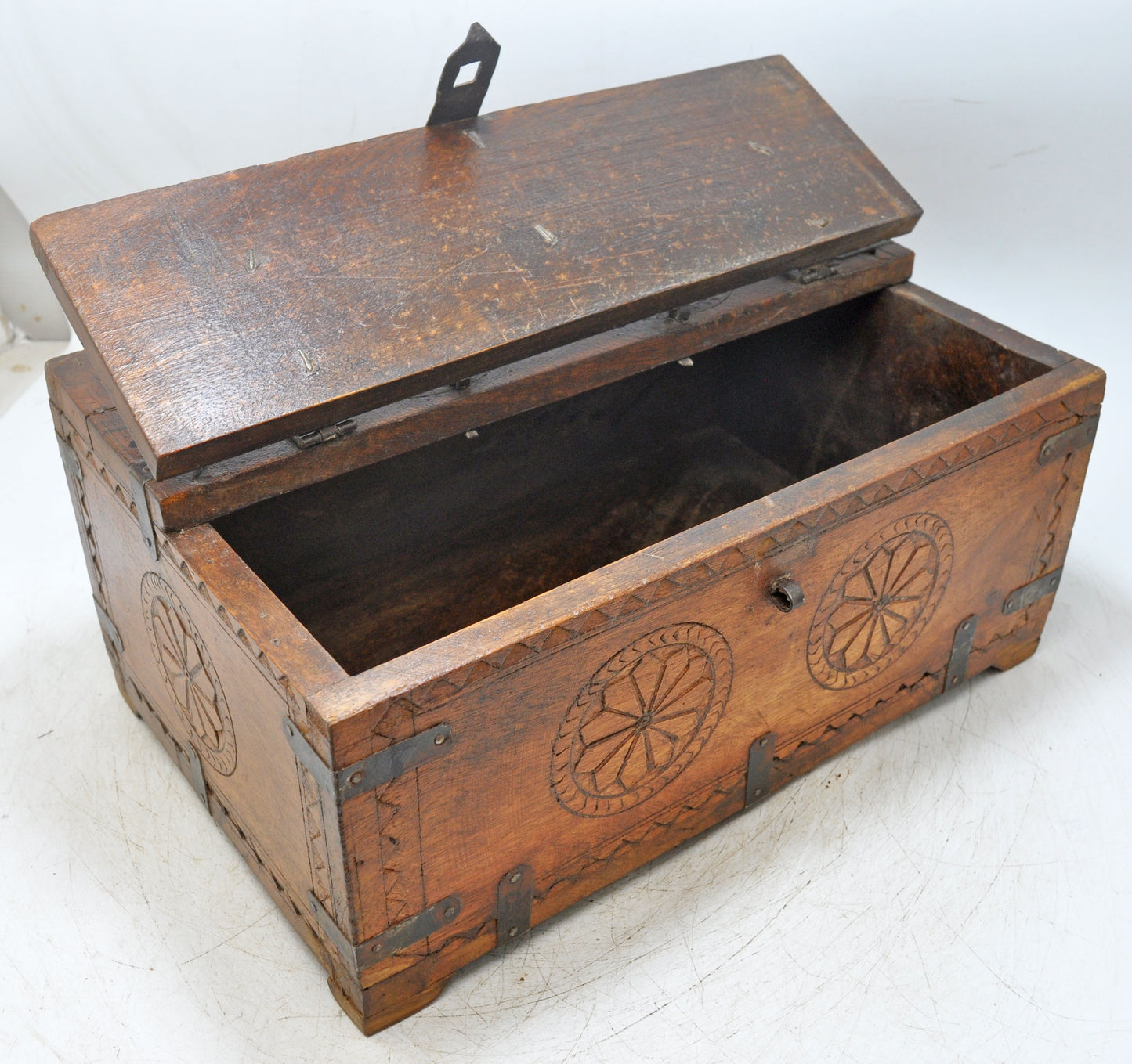 Vintage Wooden Storage Chest Box Original Old Hand Crafted Carved