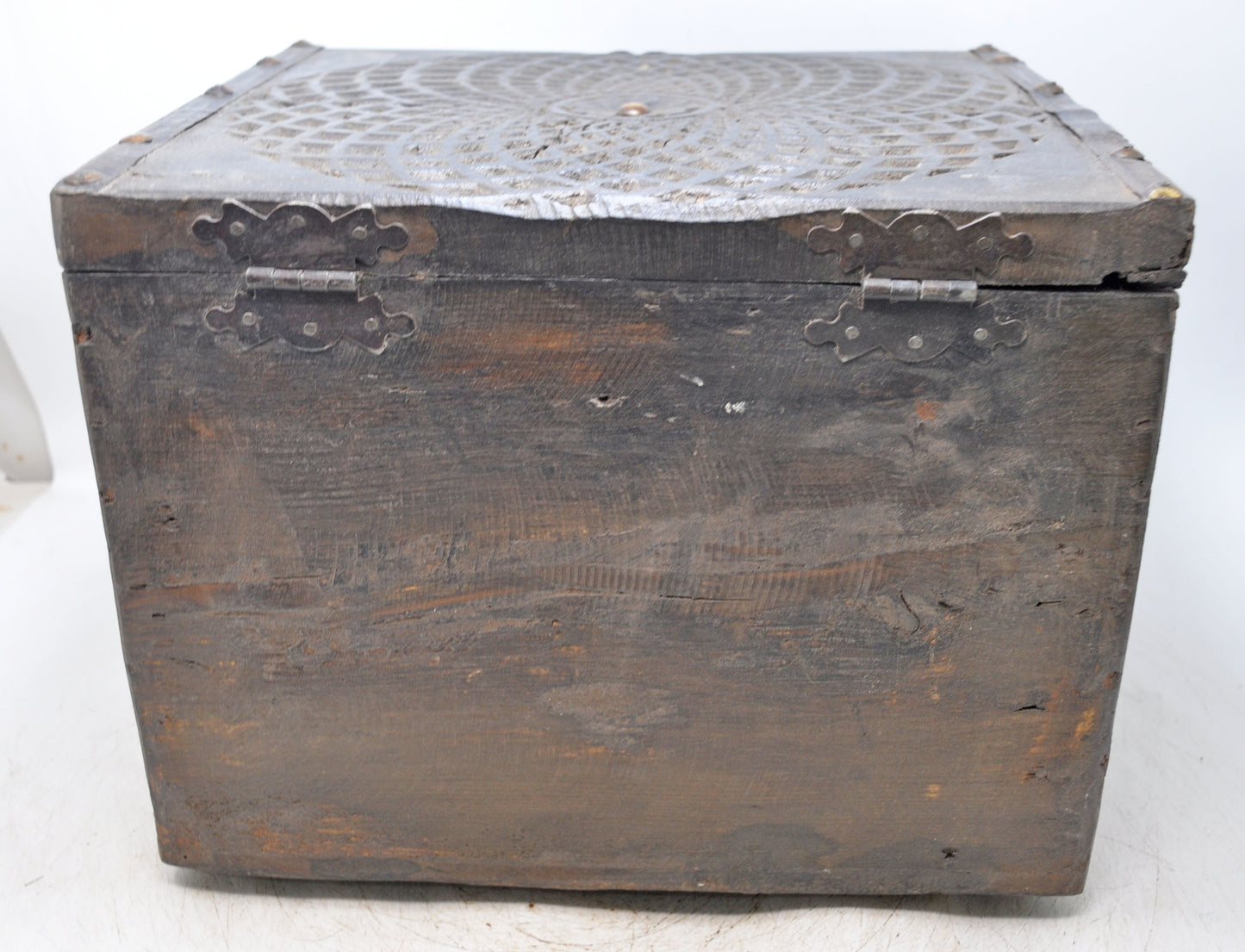 Vintage Wooden Square Storage Chest Box Original Old Hand Crafted Metal Fitted