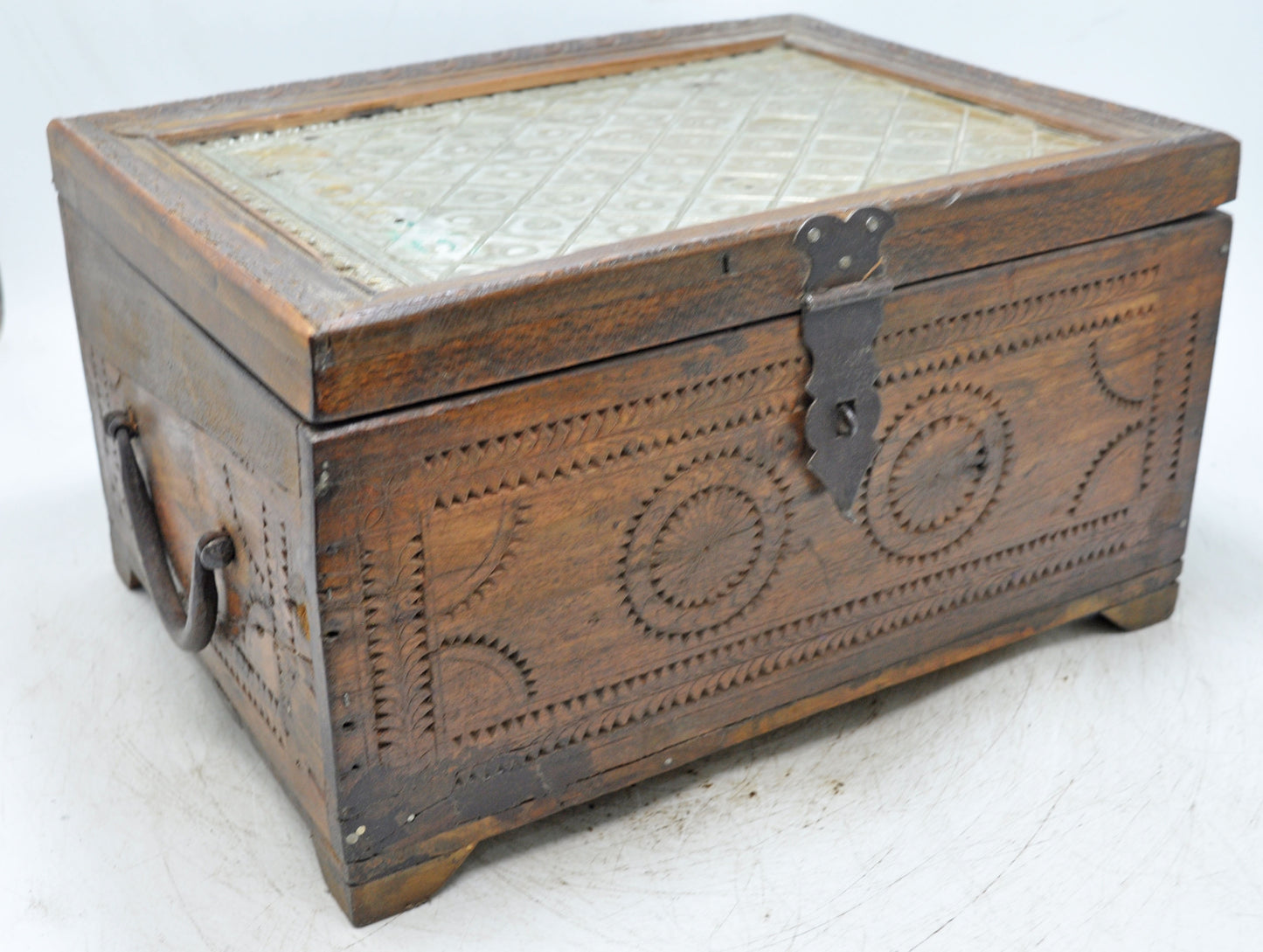 Vintage Wooden Storage Chest Box Original Old Hand Crafted Carved