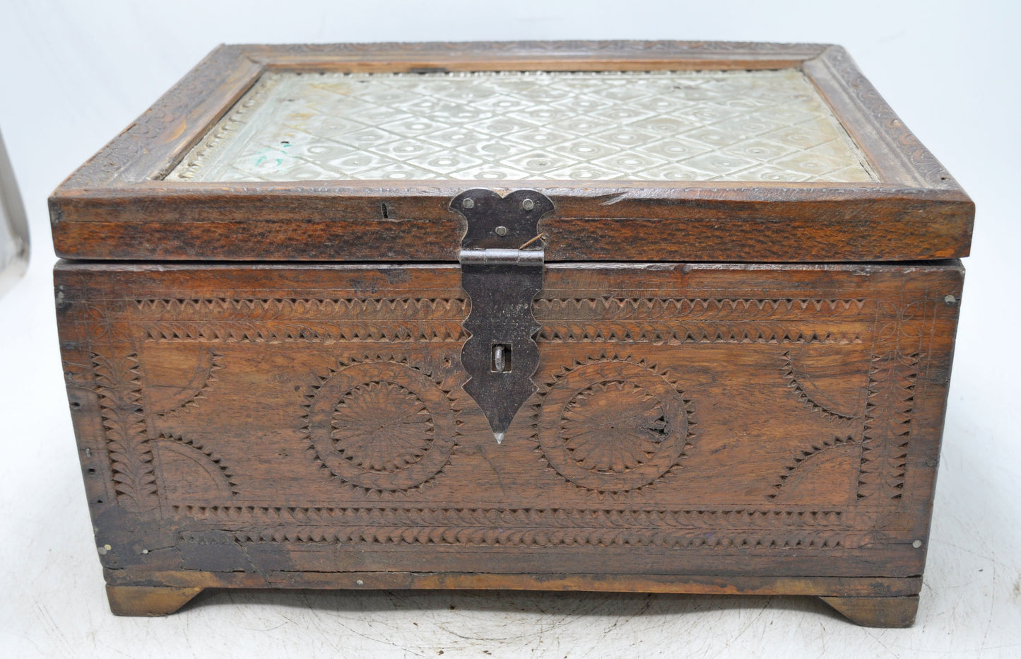 Vintage Wooden Storage Chest Box Original Old Hand Crafted Carved