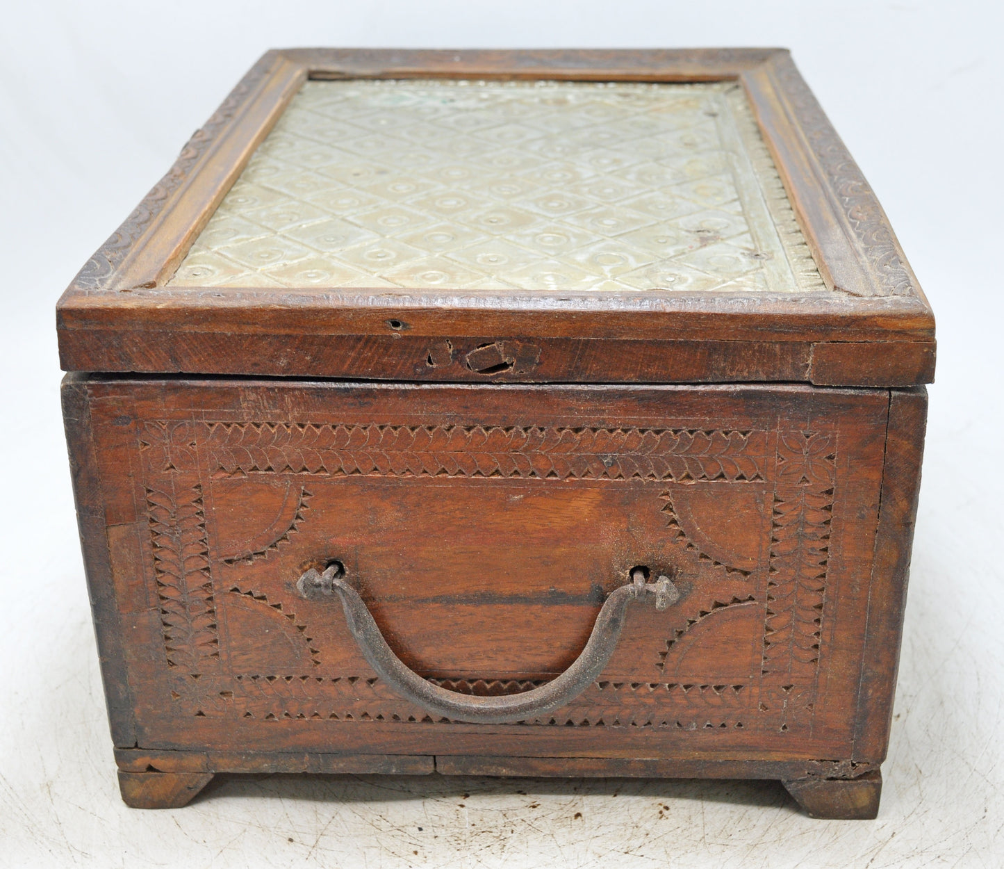 Vintage Wooden Storage Chest Box Original Old Hand Crafted Carved