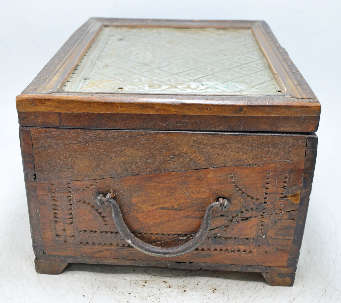 Vintage Wooden Storage Chest Box Original Old Hand Crafted Carved