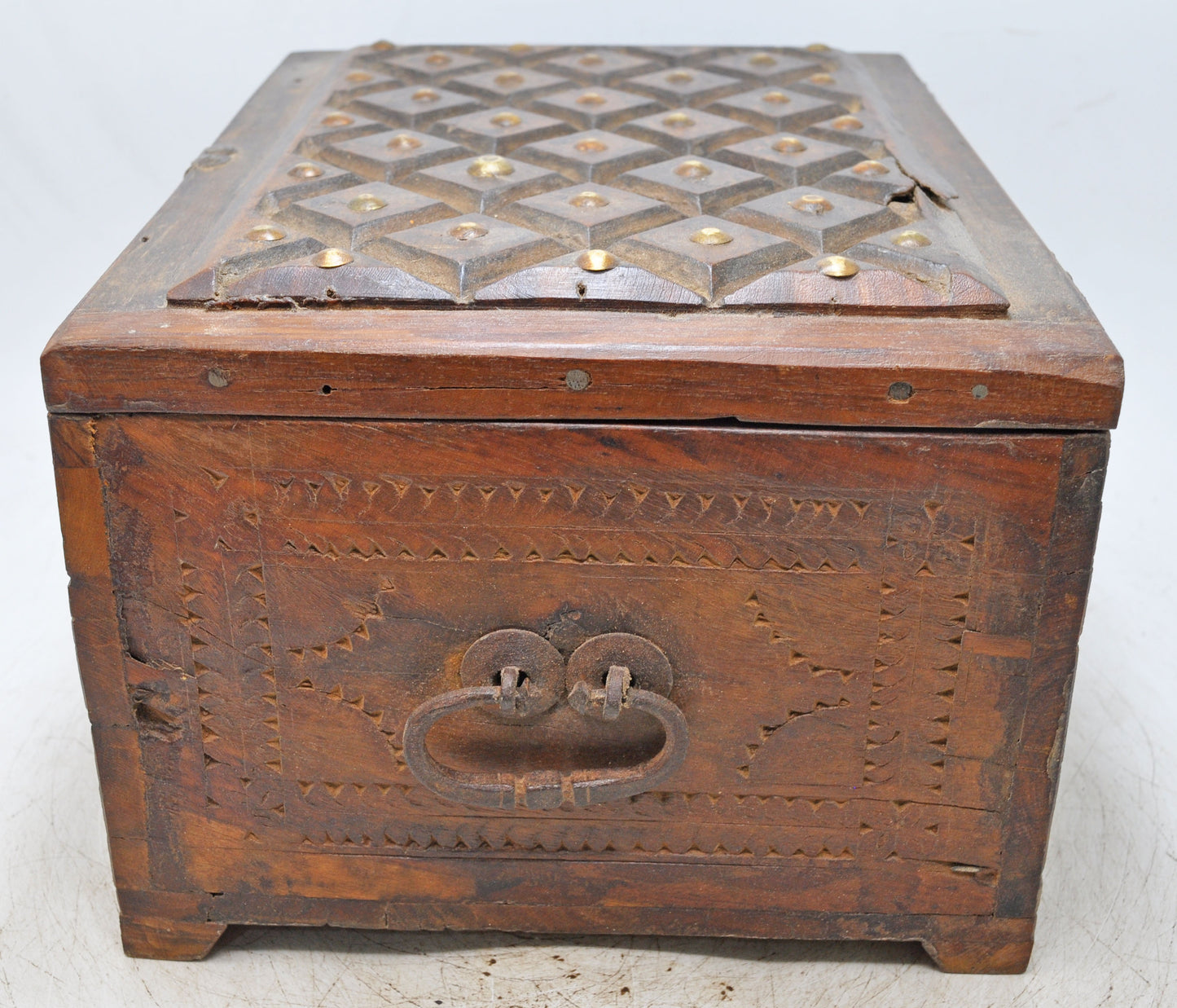 Vintage Wooden Storage Chest Box Original Old Hand Crafted Carved