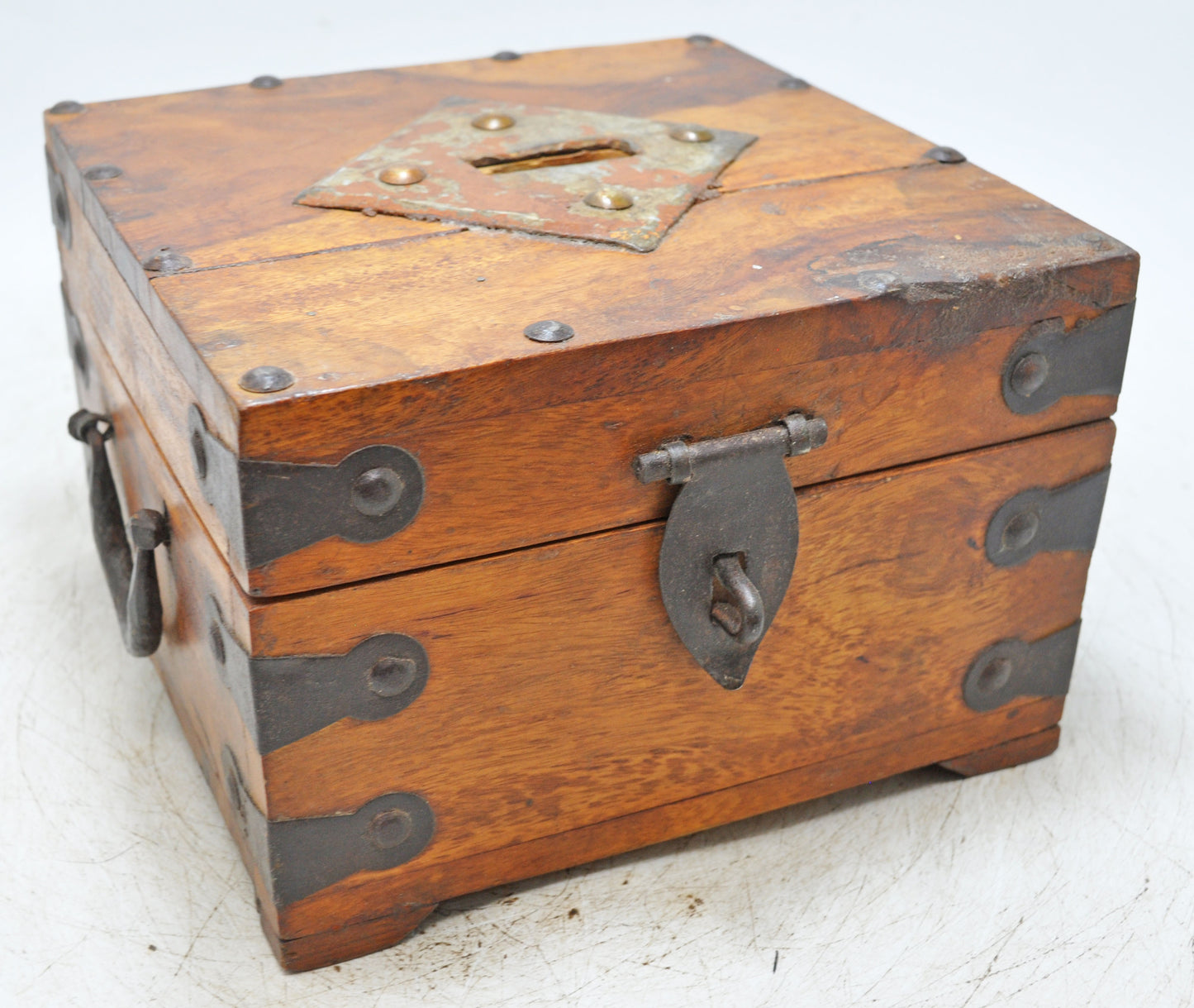 Vintage Wooden Small Square Storage Box Original Old Hand Crafted