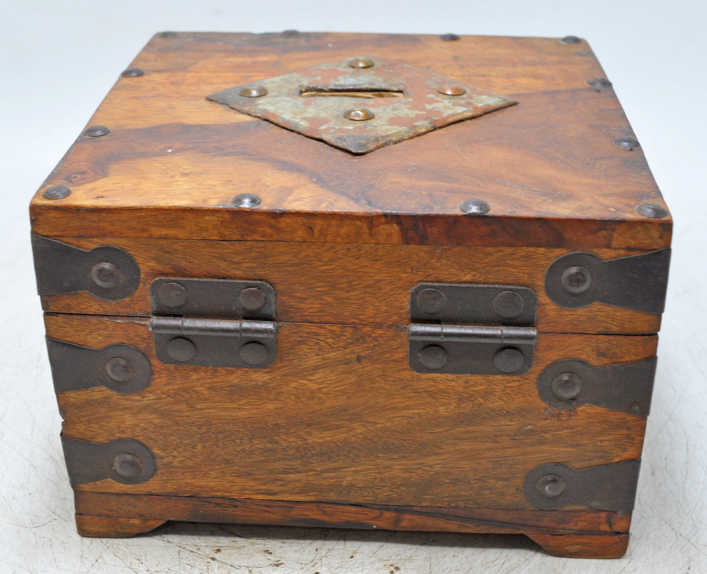 Vintage Wooden Small Square Storage Box Original Old Hand Crafted