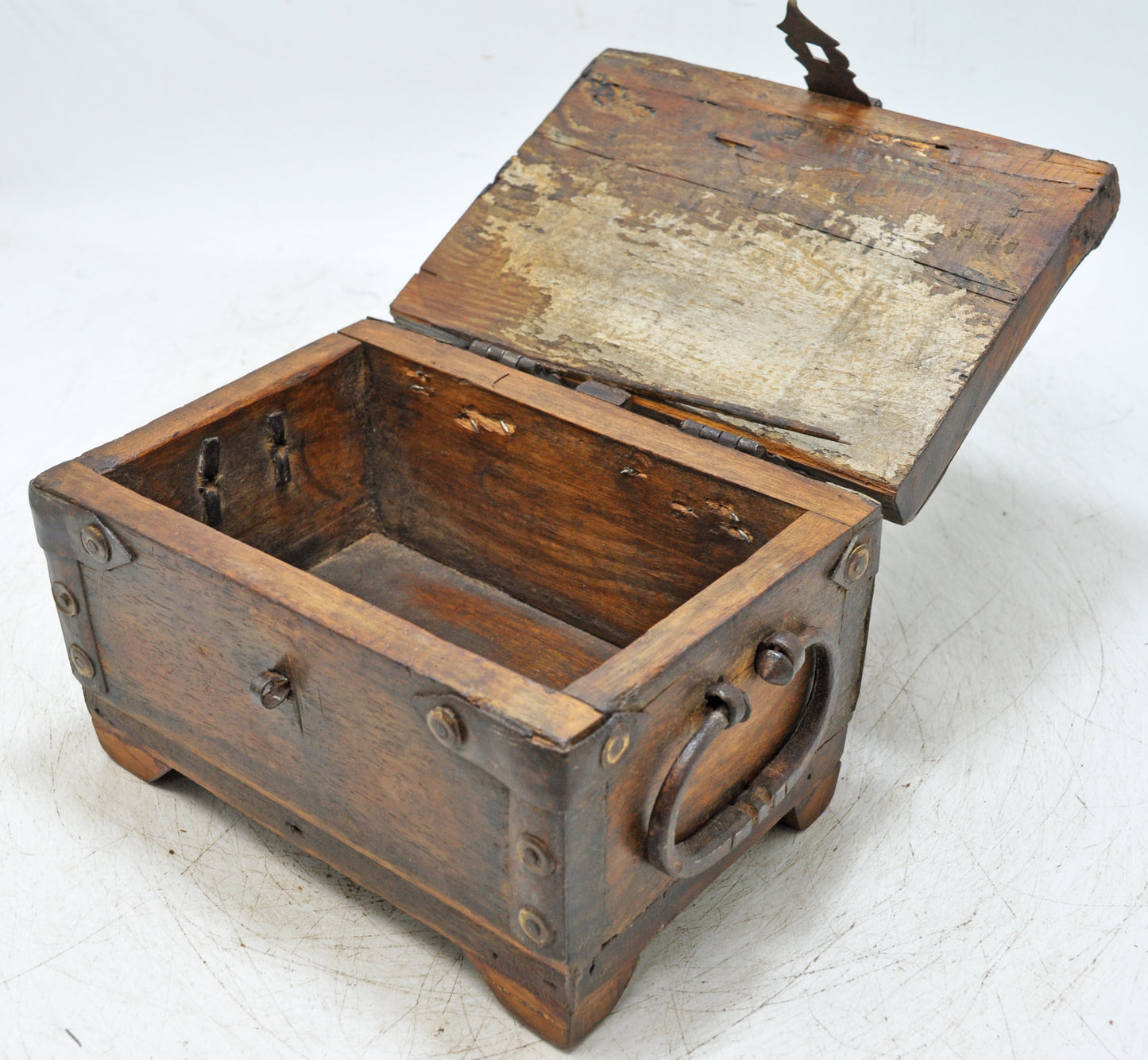 Vintage Wooden Small Storage Box Original Old Hand Crafted Brass Fitted