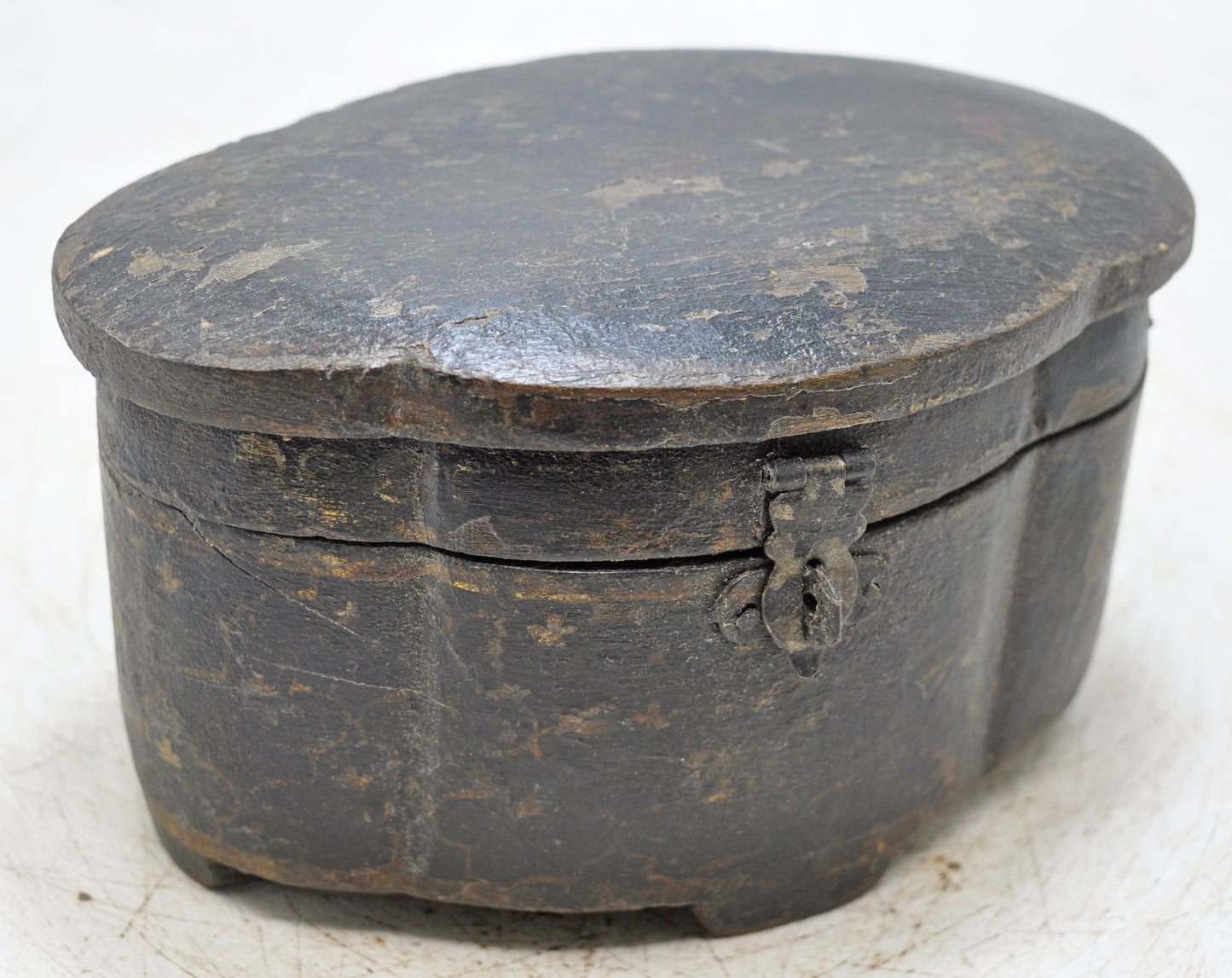 Vintage Wooden Oval Shape Small Storage Box Original Old Hand Crafted