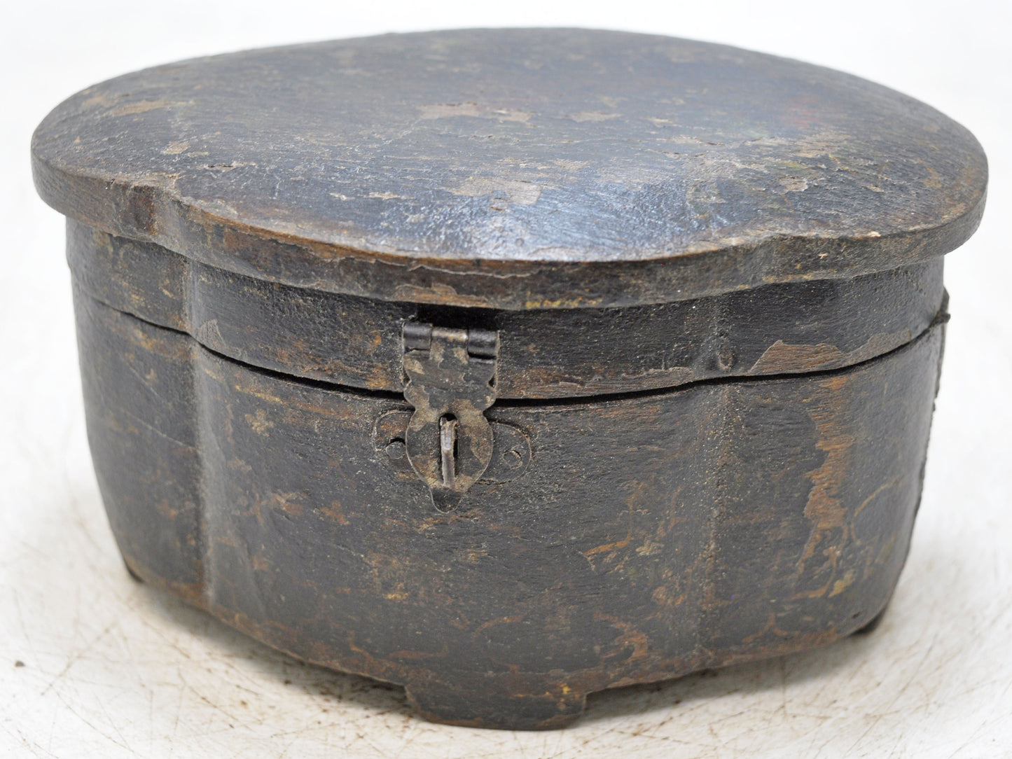 Vintage Wooden Oval Shape Small Storage Box Original Old Hand Crafted