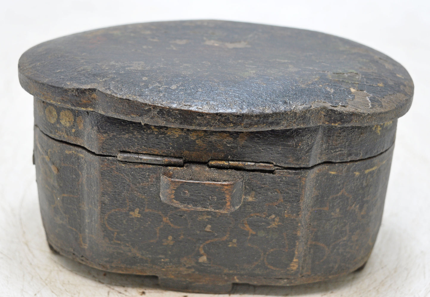 Vintage Wooden Oval Shape Small Storage Box Original Old Hand Crafted