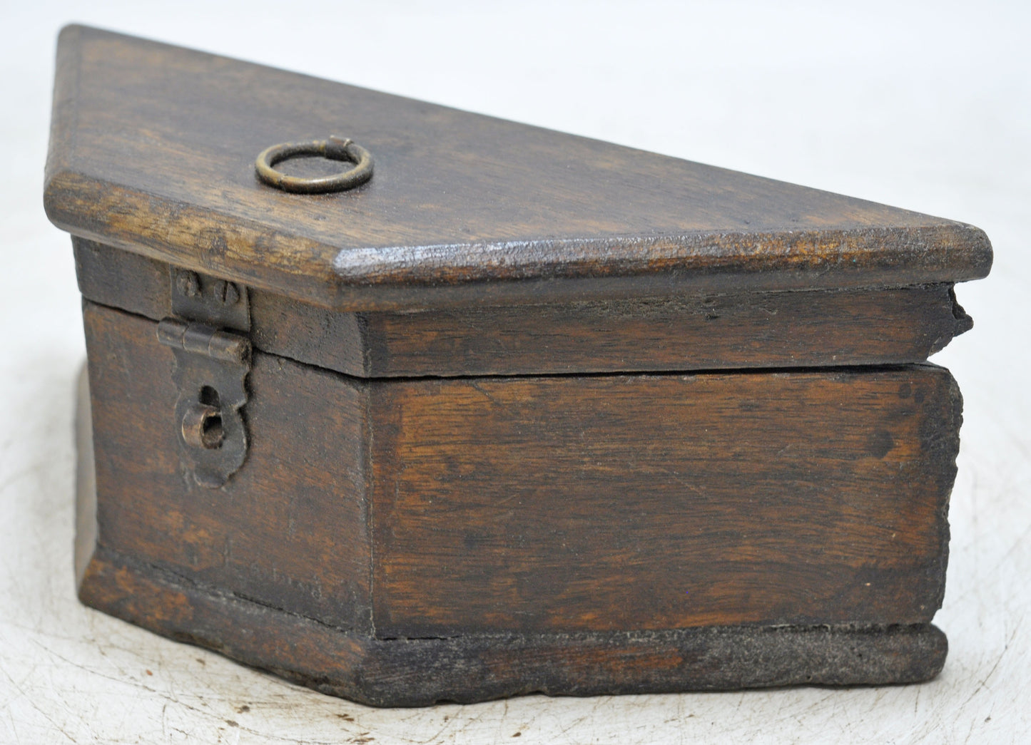 Vintage Wooden Triangle Shaped Small Storage Box Original Old Hand Crafted
