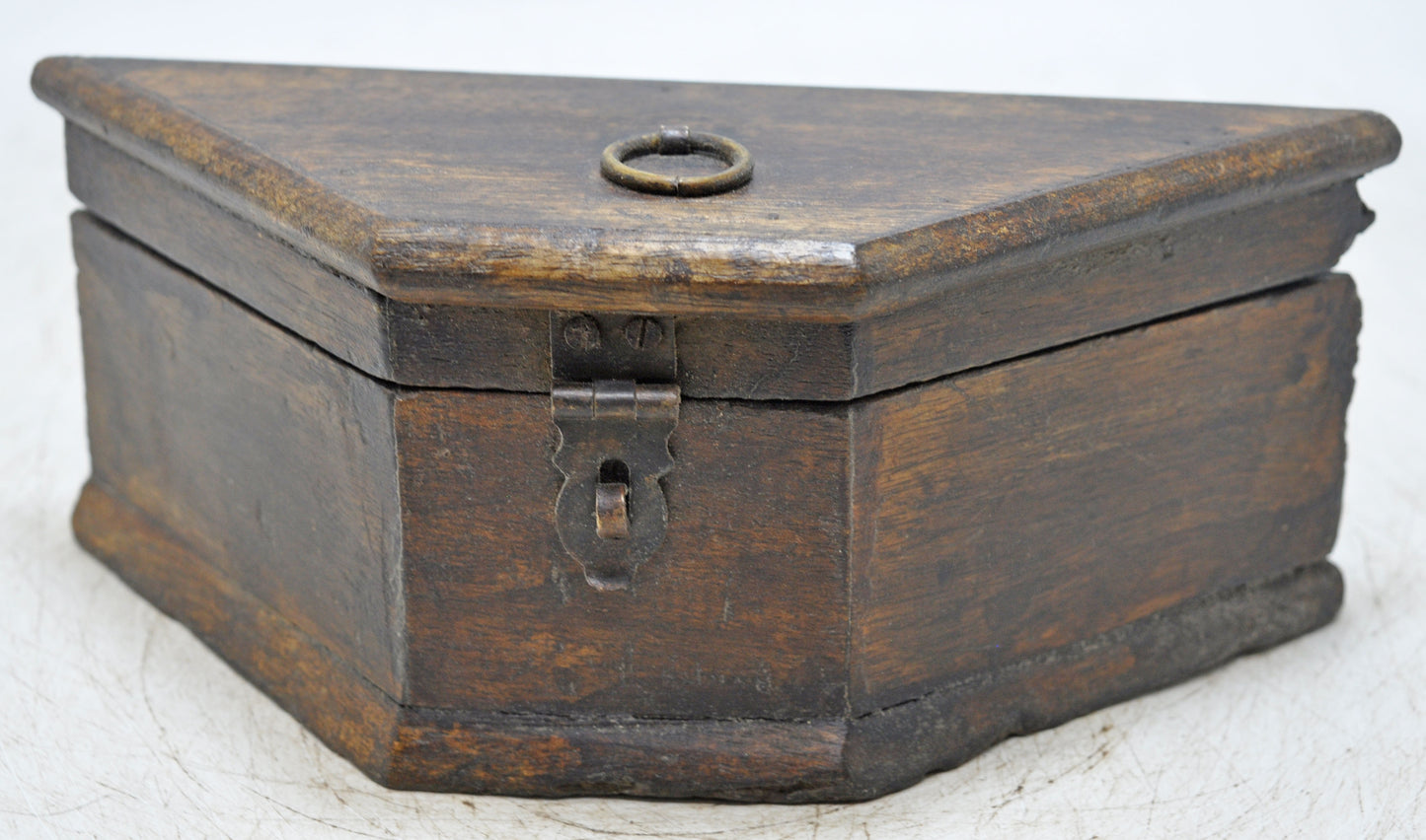 Vintage Wooden Triangle Shaped Small Storage Box Original Old Hand Crafted