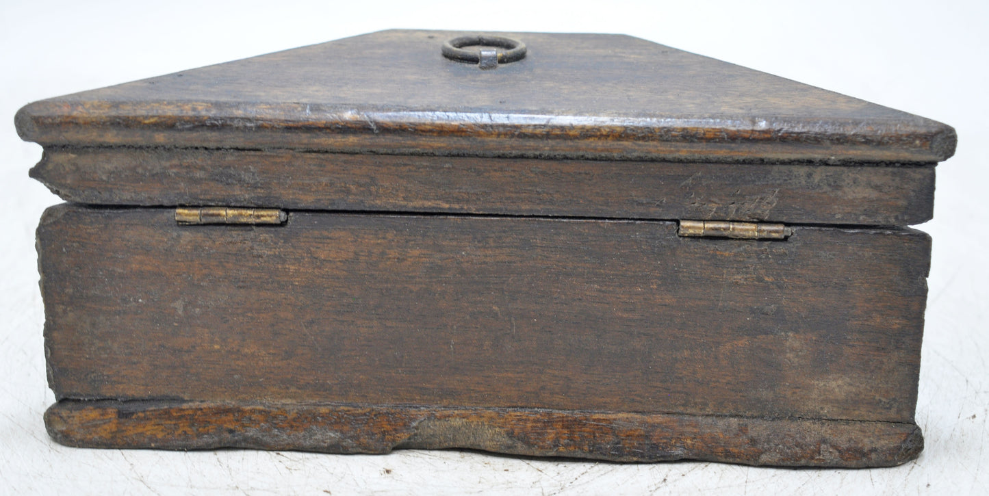 Vintage Wooden Triangle Shaped Small Storage Box Original Old Hand Crafted