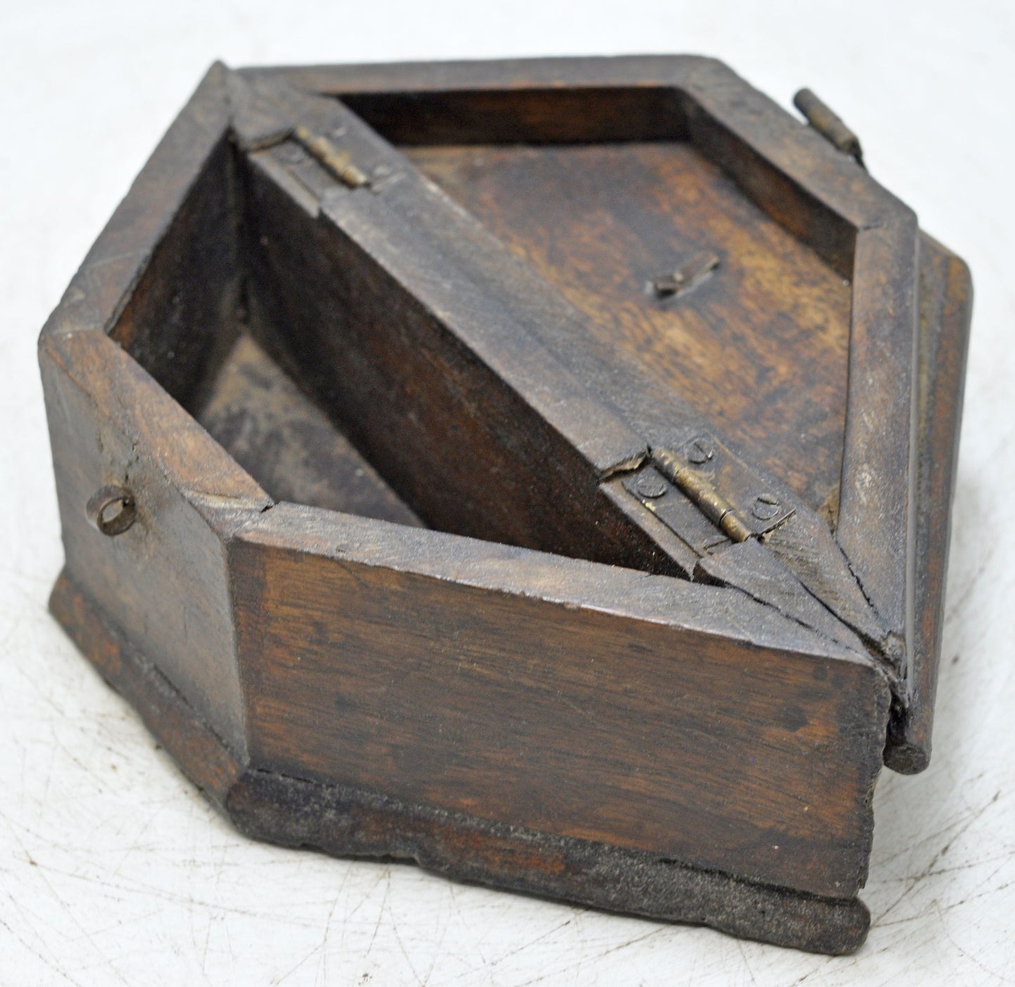 Vintage Wooden Triangle Shaped Small Storage Box Original Old Hand Crafted