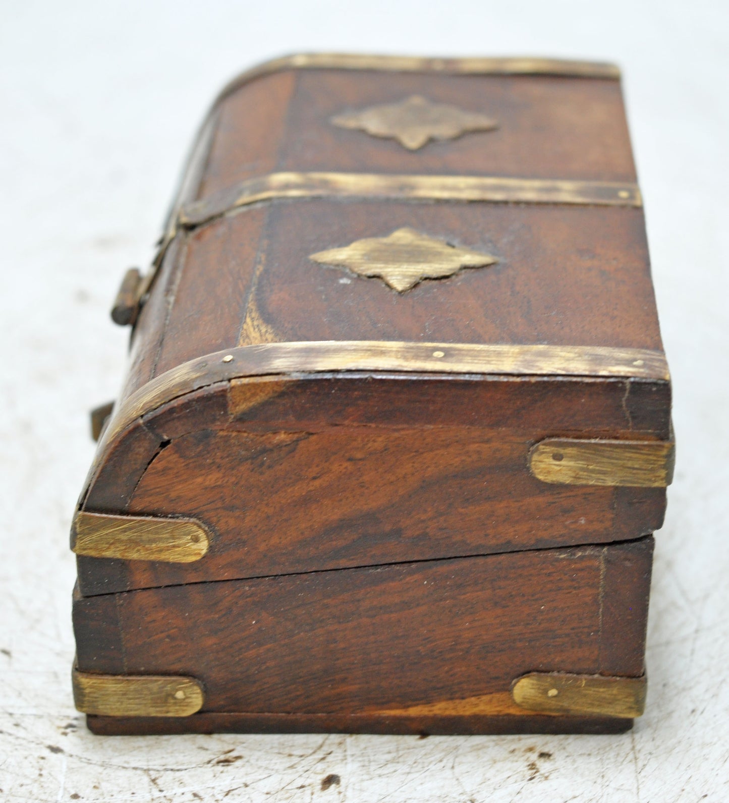 Vintage Wooden Small Storage Box Hand Crafted Brass Fitted