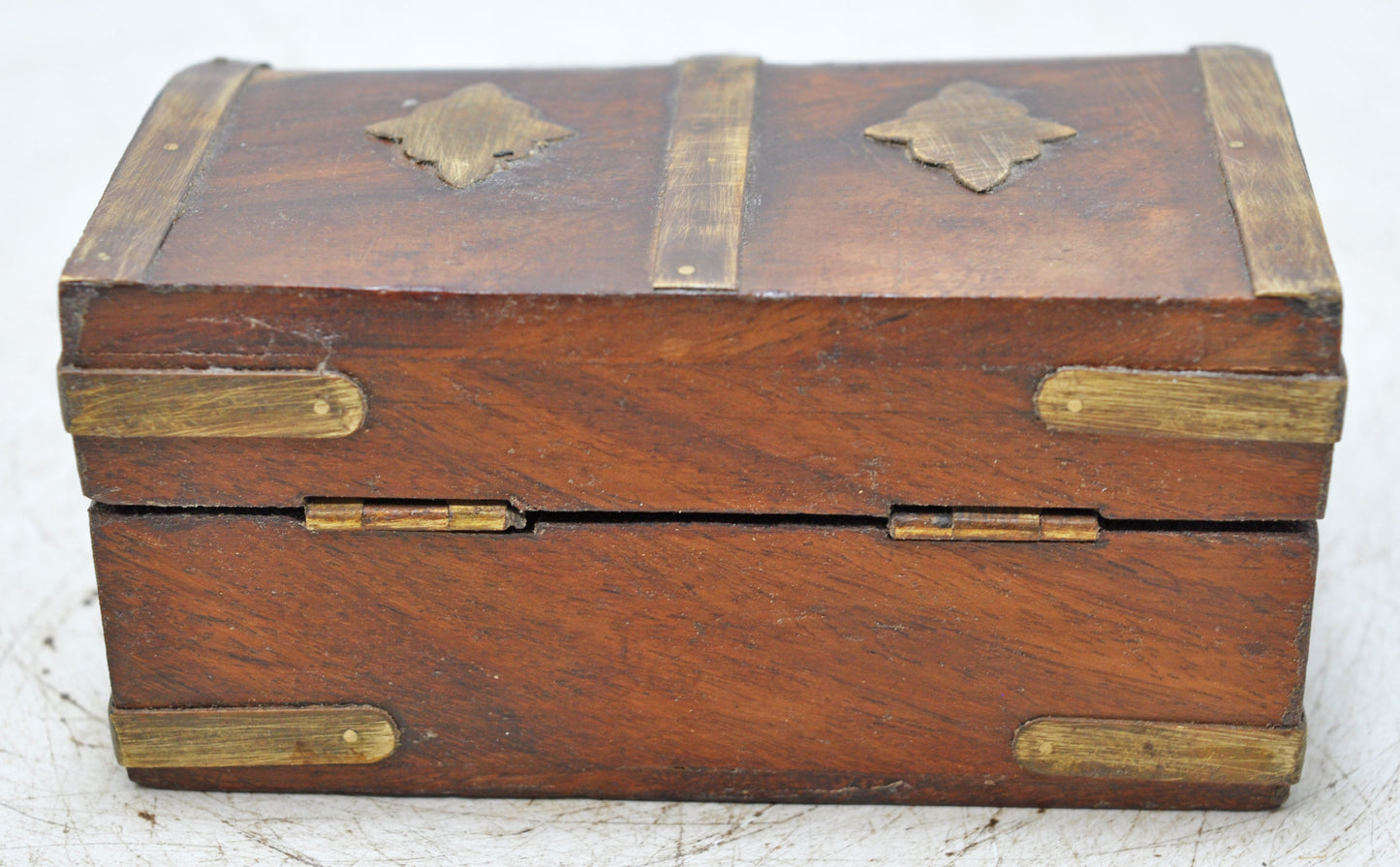 Vintage Wooden Small Storage Box Hand Crafted Brass Fitted