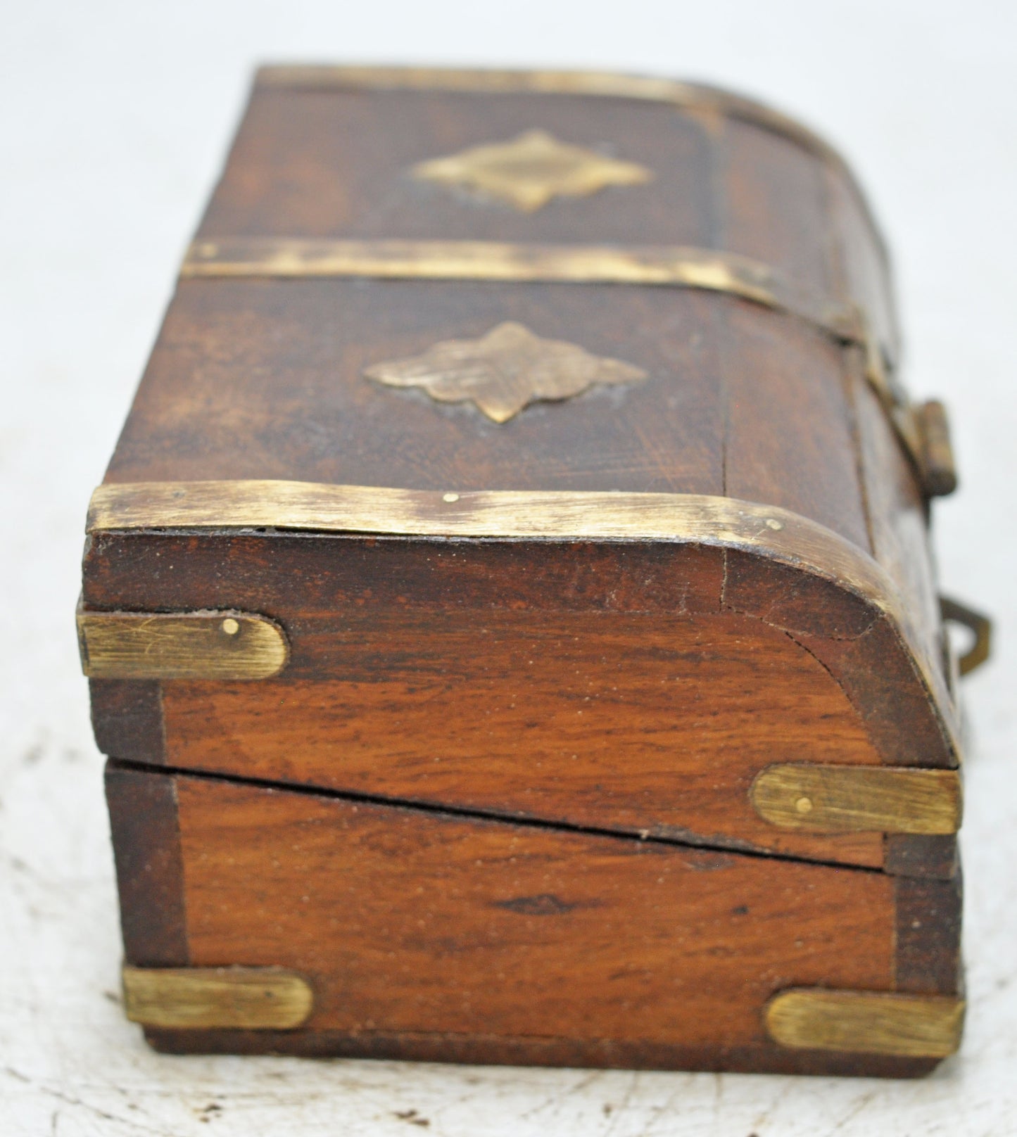 Vintage Wooden Small Storage Box Hand Crafted Brass Fitted