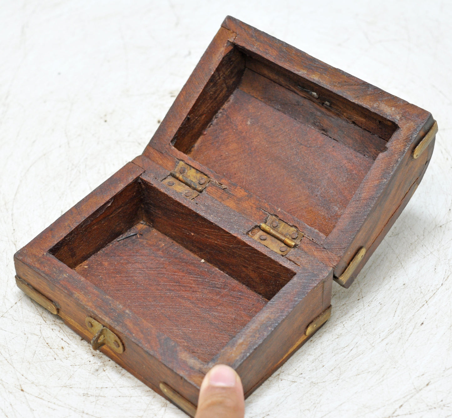 Vintage Wooden Small Storage Box Hand Crafted Brass Fitted