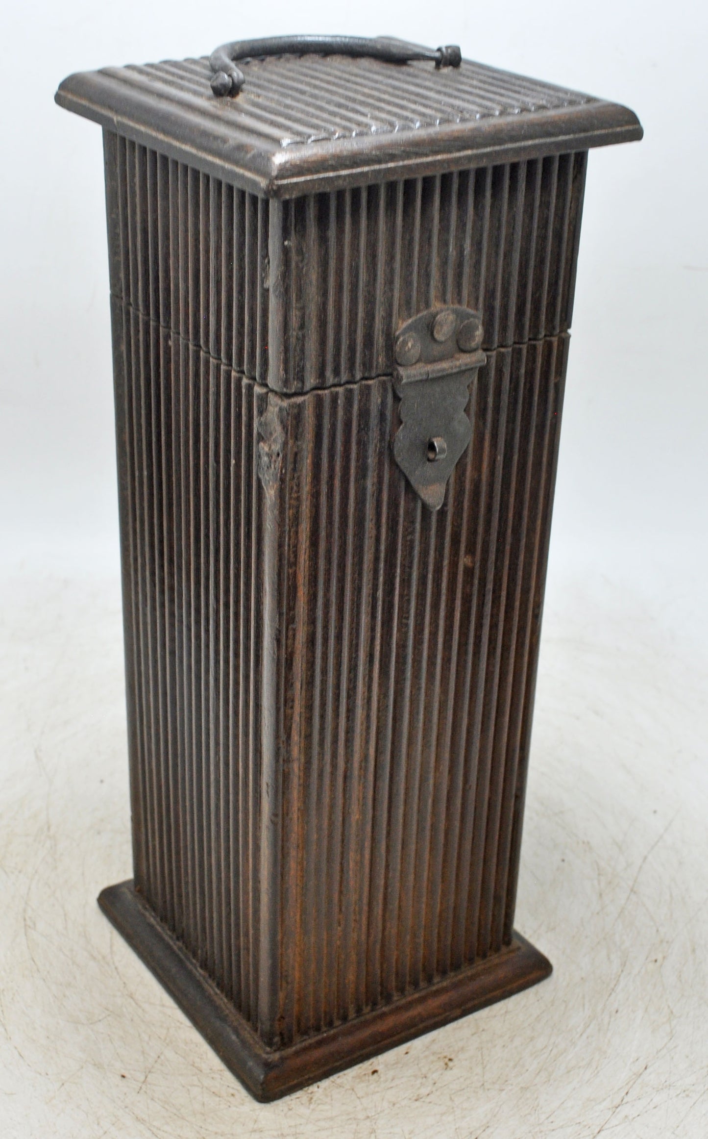 Vintage Wooden Tall Wine Bottle Box Original Old Hand Crafted