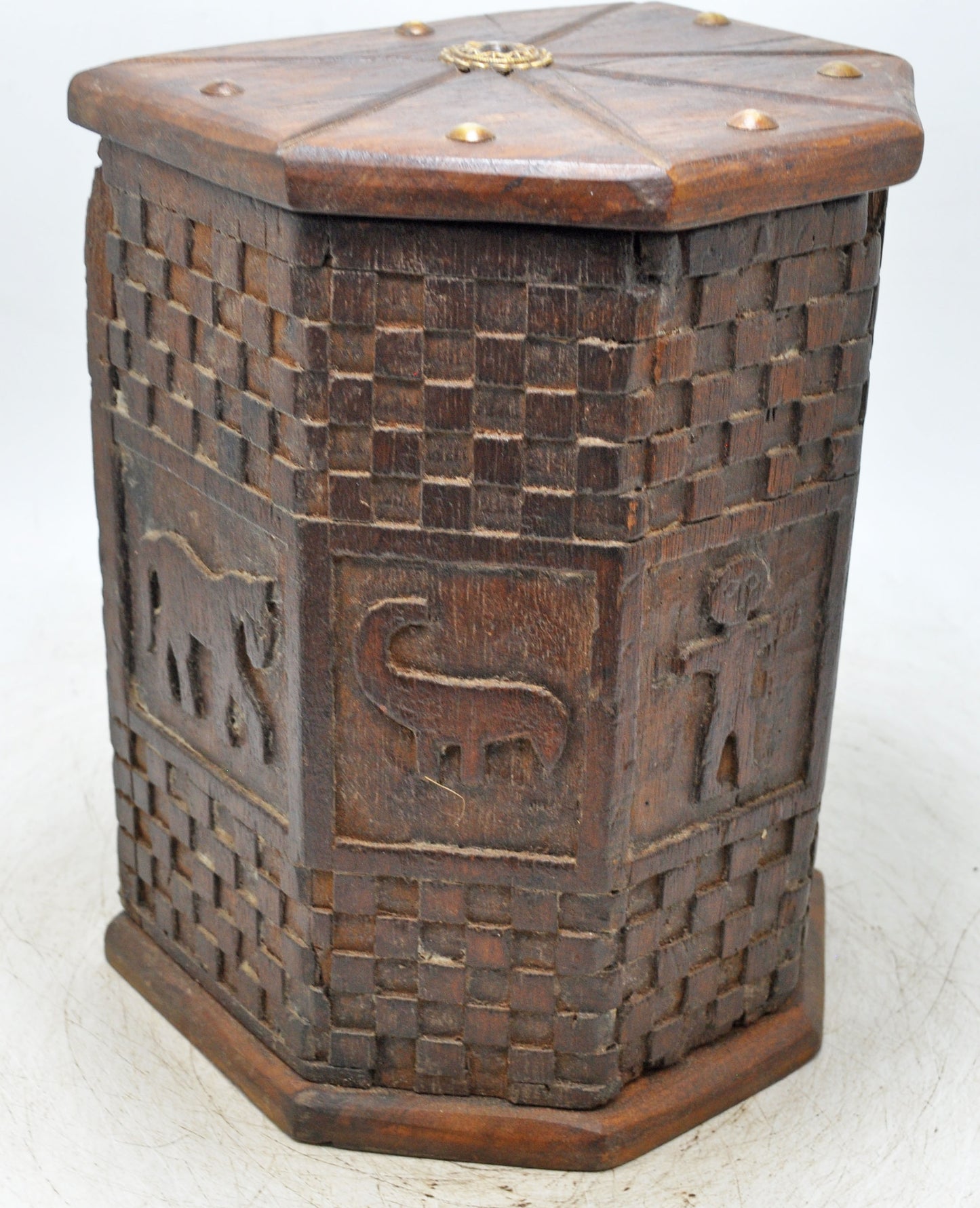 Vintage Wooden Barrel Shaped Storage Box Original Old Hand Crafted
