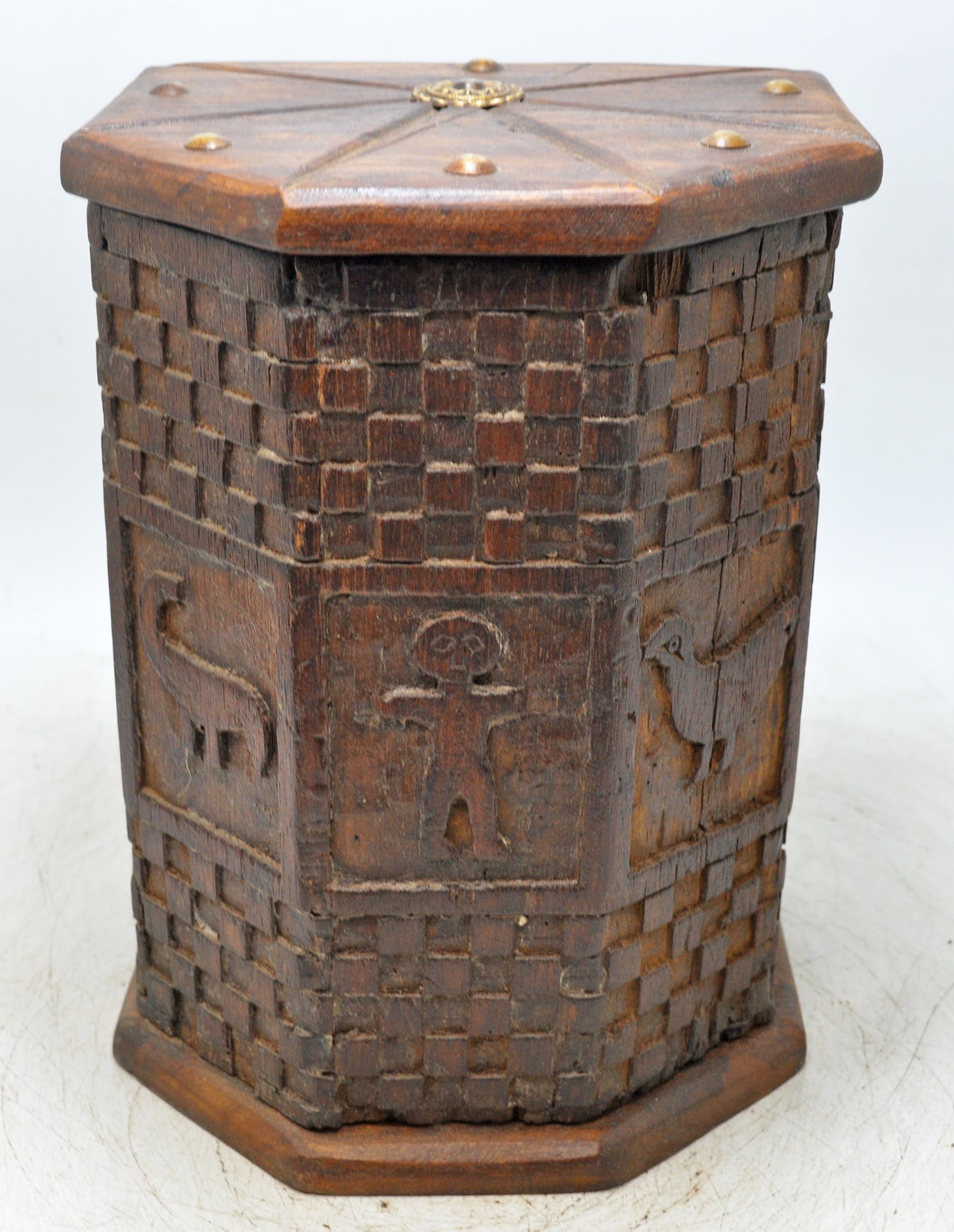 Vintage Wooden Barrel Shaped Storage Box Original Old Hand Crafted