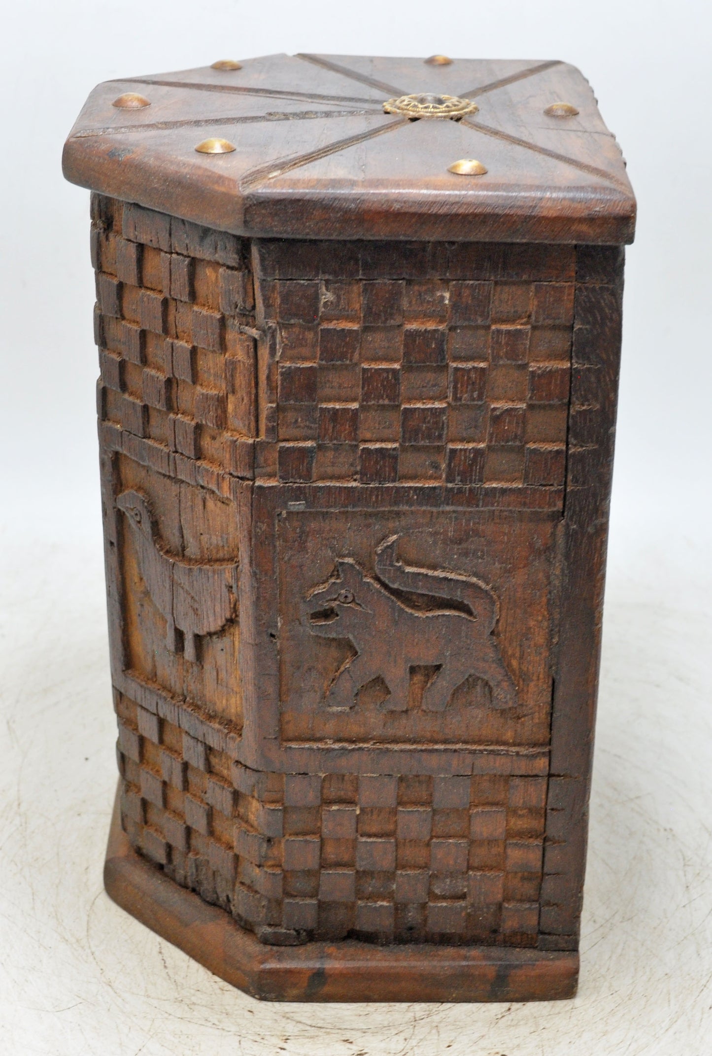 Vintage Wooden Barrel Shaped Storage Box Original Old Hand Crafted