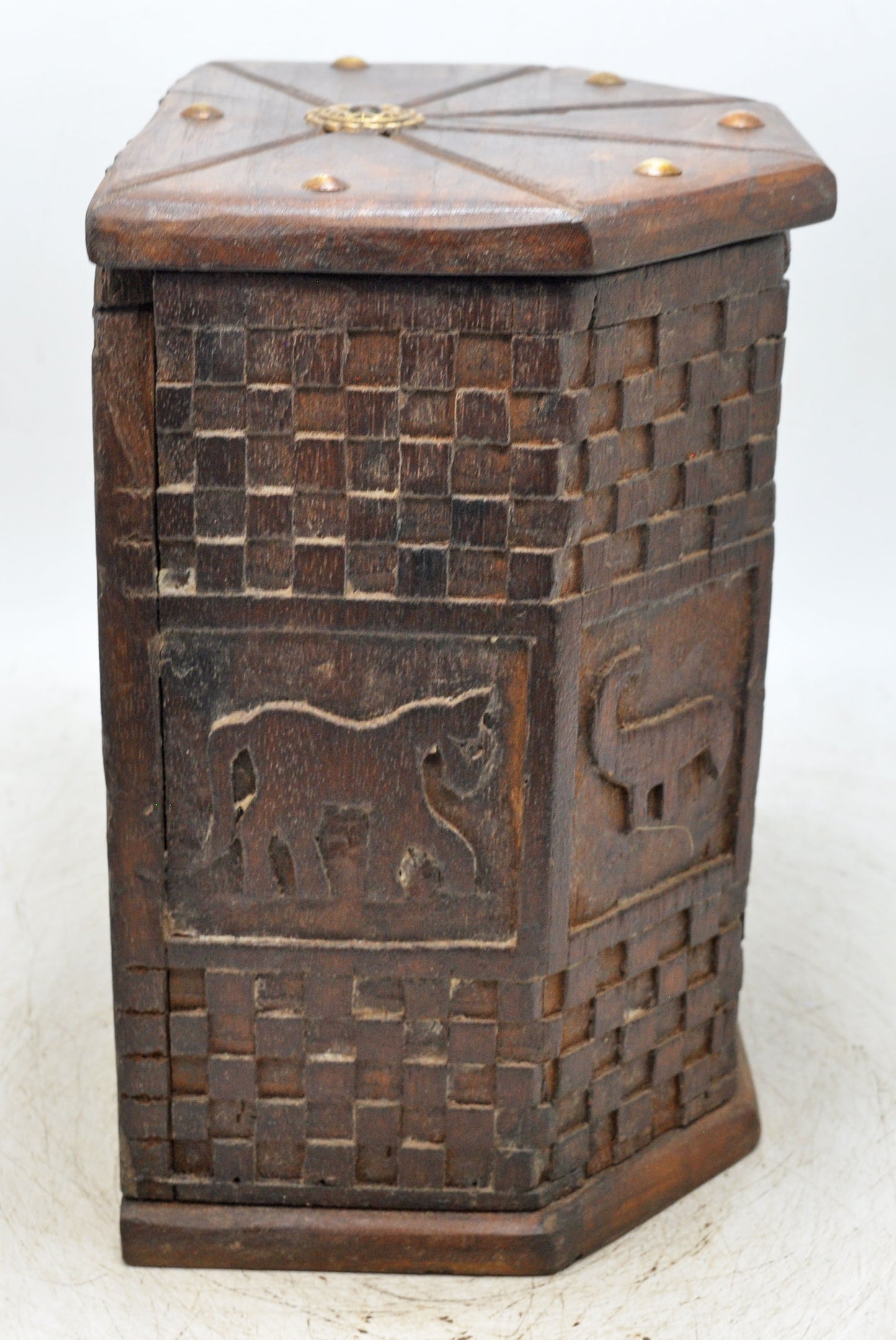 Vintage Wooden Barrel Shaped Storage Box Original Old Hand Crafted