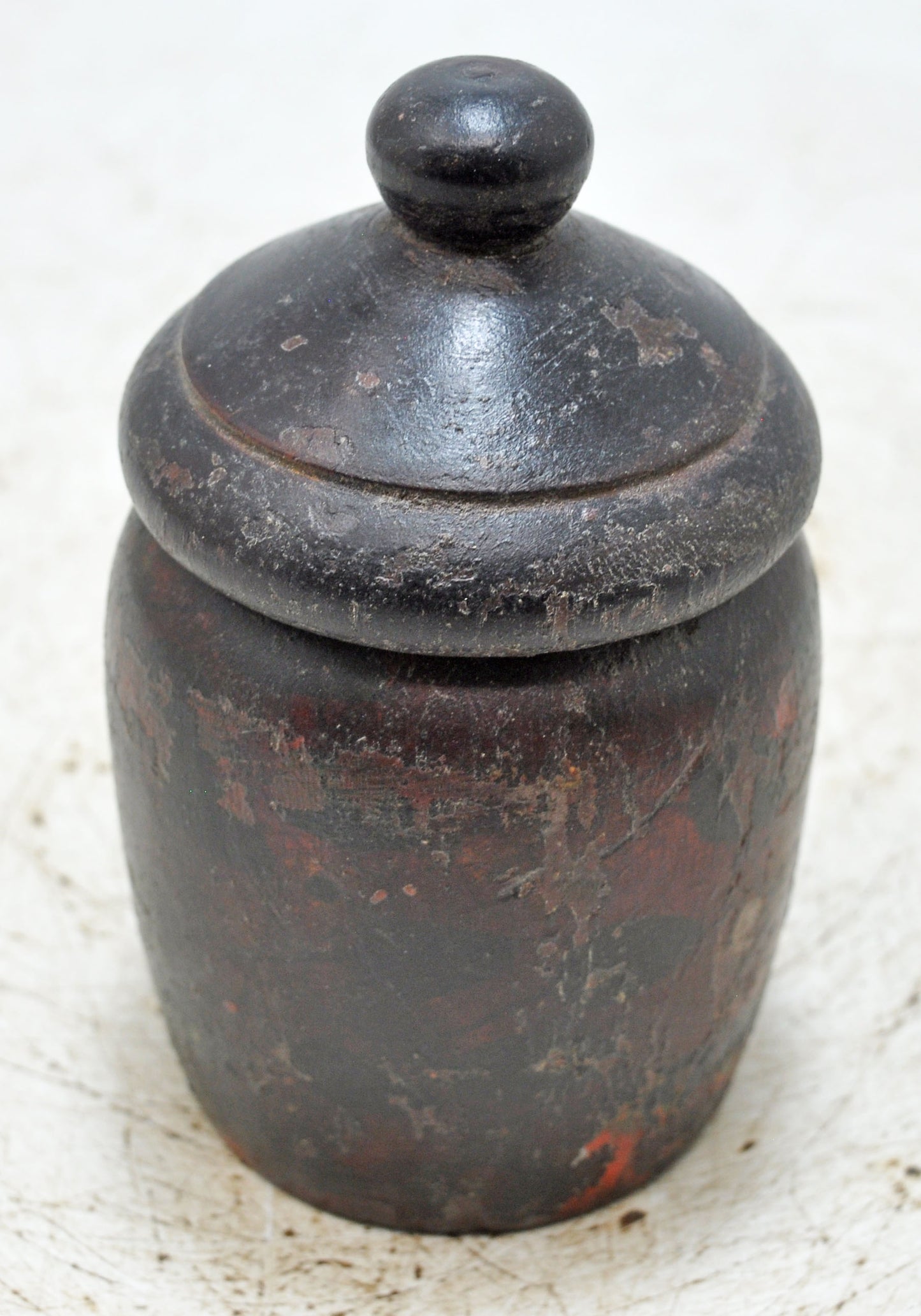Antique Wooden Small Kum Kum Powder Tika Box Original Old Hand Carved