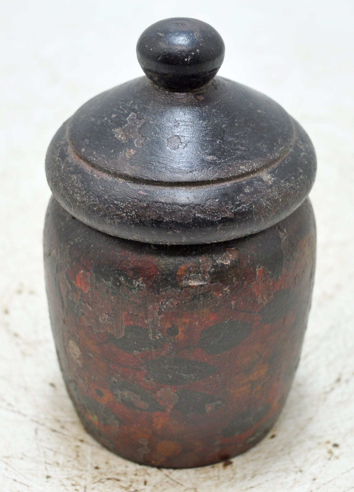 Antique Wooden Small Kum Kum Powder Tika Box Original Old Hand Carved