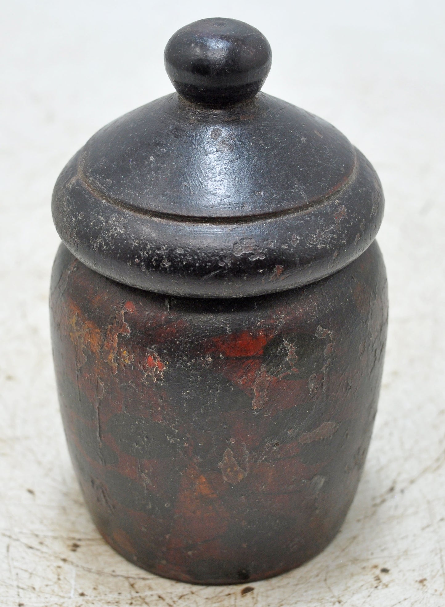 Antique Wooden Small Kum Kum Powder Tika Box Original Old Hand Carved