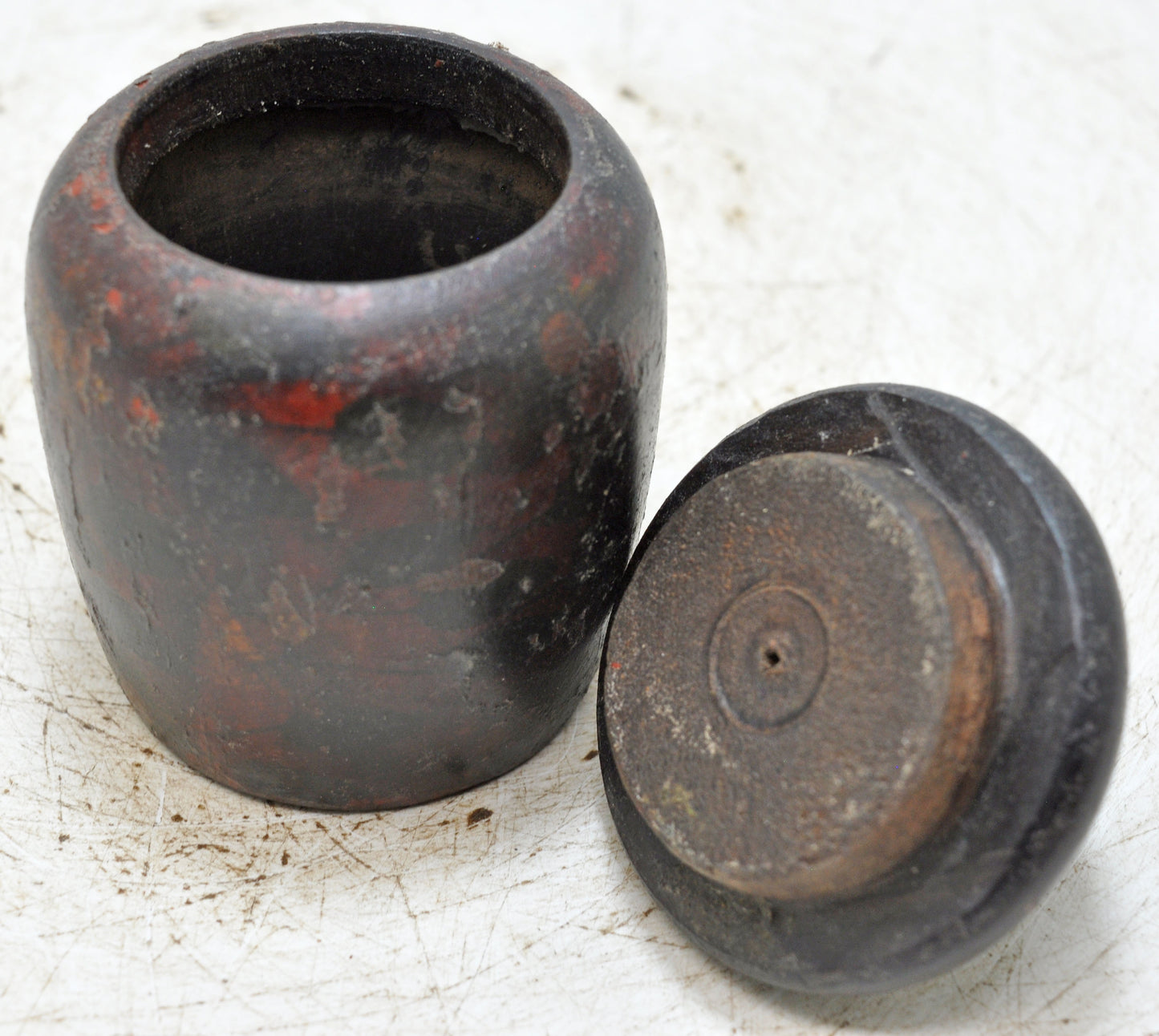 Antique Wooden Small Kum Kum Powder Tika Box Original Old Hand Carved