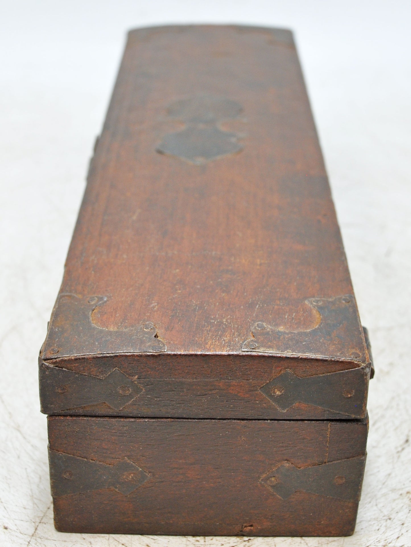 Vintage Wooden Pencil Stationary Box Original Old Hand Crafted Brass Fitted
