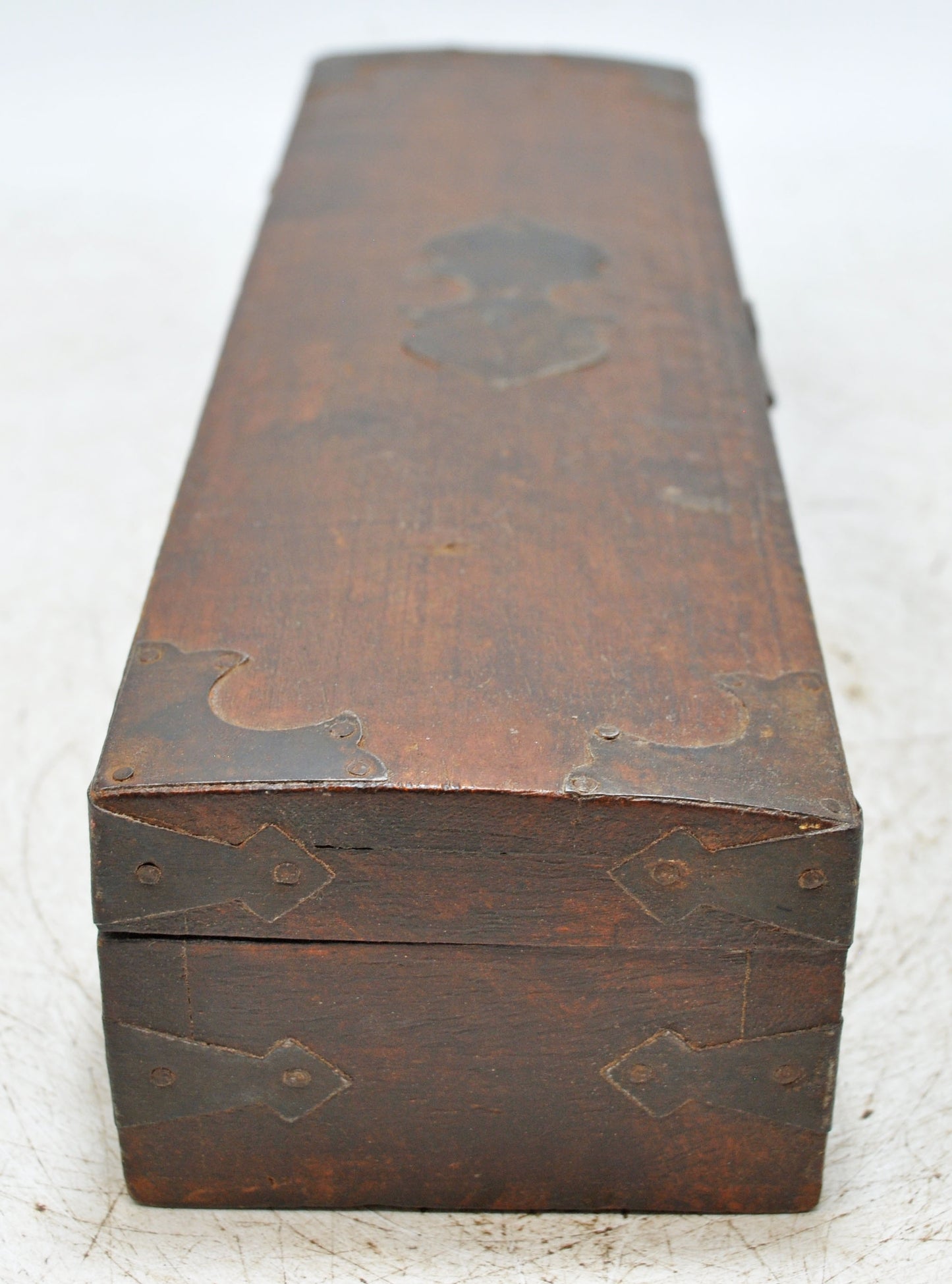 Vintage Wooden Pencil Stationary Box Original Old Hand Crafted Brass Fitted