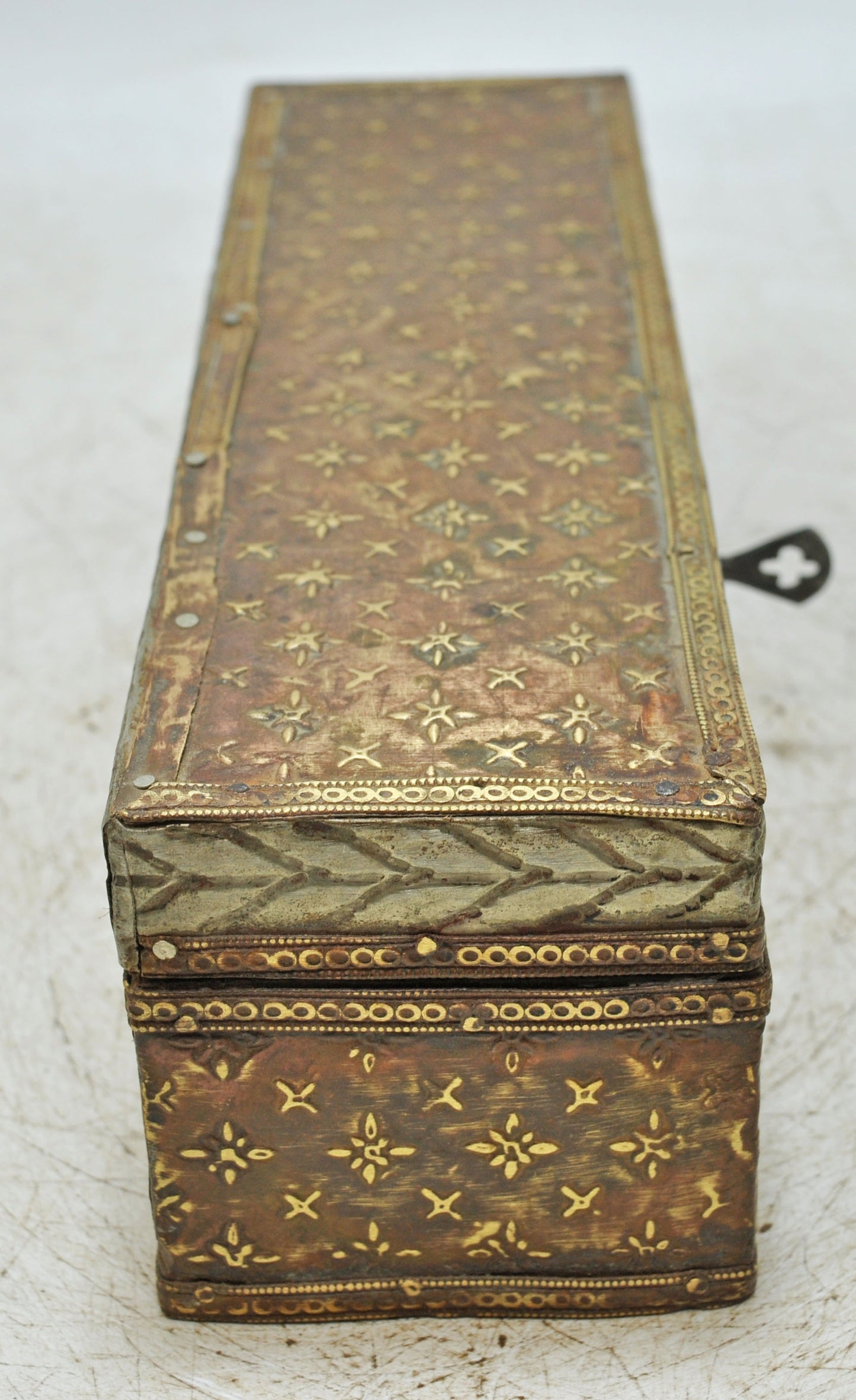 Antique Wooden Pencil Stationary Box Original Old Very Fine Brass Fitted