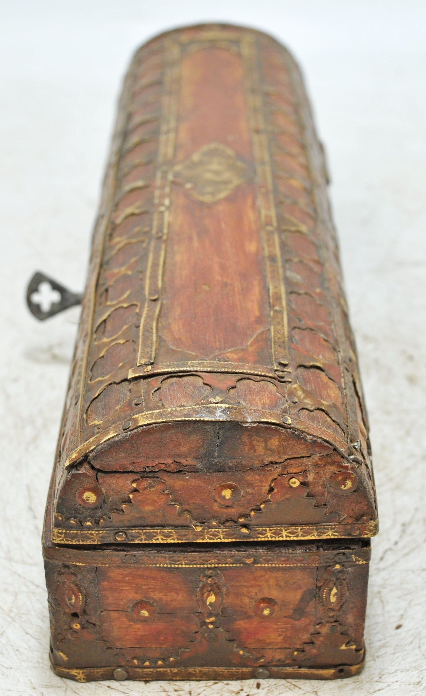 Antique Wooden Pencil Stationary Box Original Old Very Fine Brass Fitted