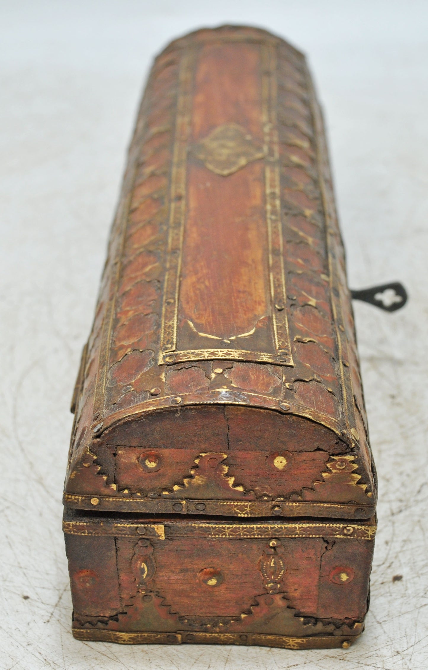 Antique Wooden Pencil Stationary Box Original Old Very Fine Brass Fitted