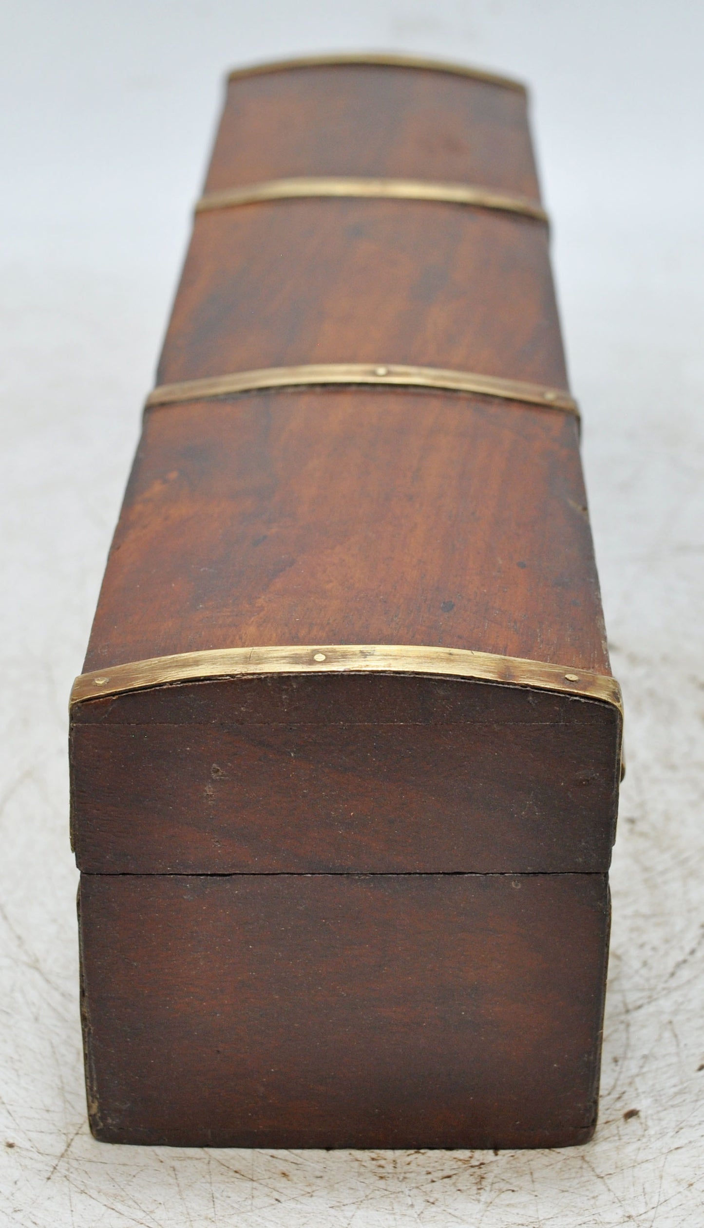 Vintage Wooden Pencil Stationary Box Original Old Hand Crafted Brass Fitted
