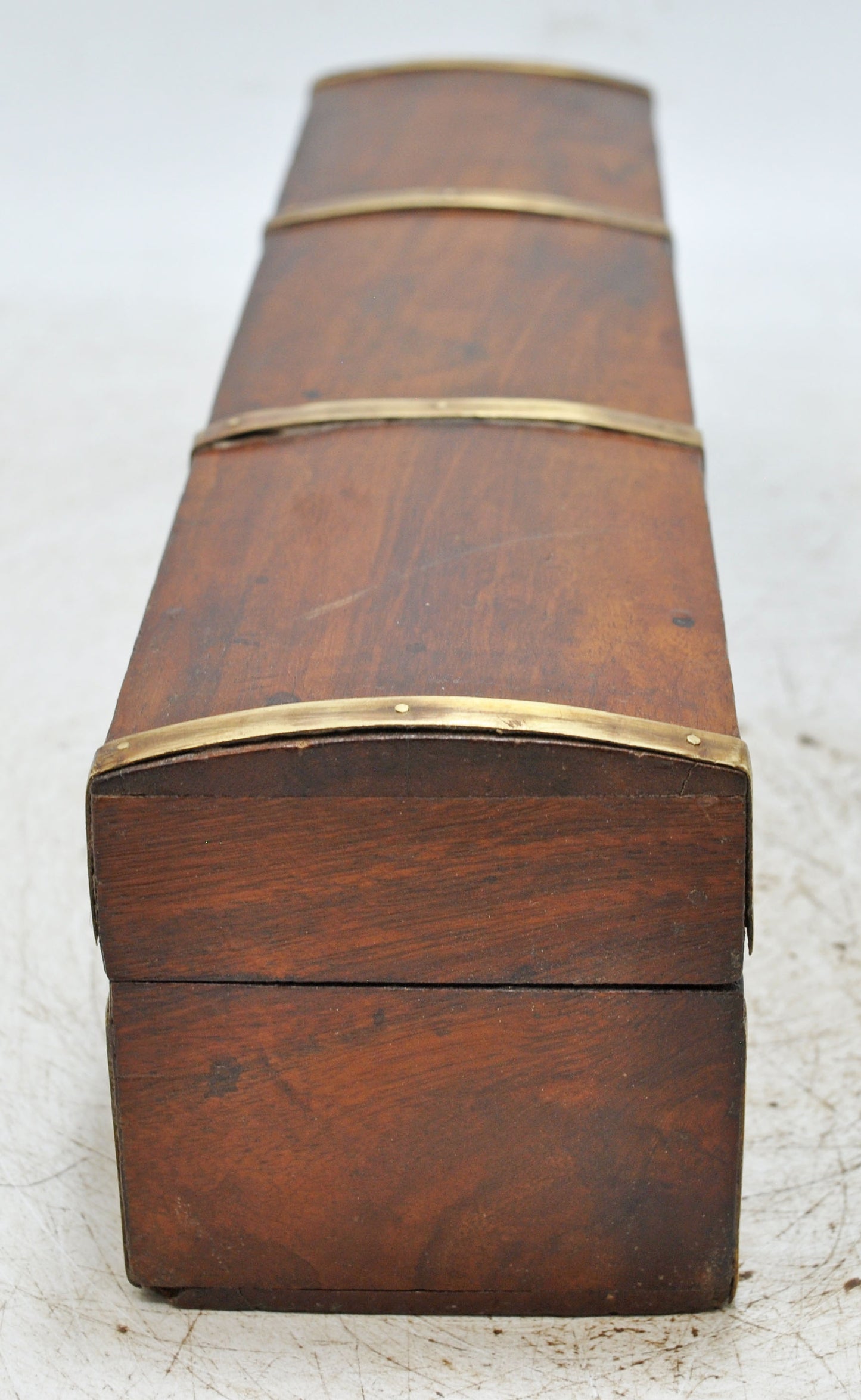 Vintage Wooden Pencil Stationary Box Original Old Hand Crafted Brass Fitted