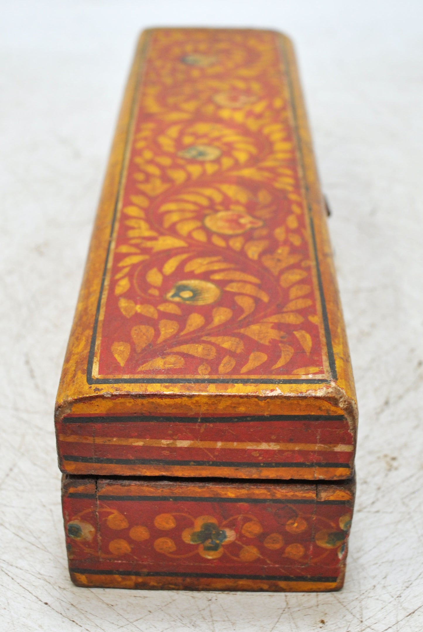 Vintage Wooden Pencil Stationary Box Original Old Hand Crafted Painted