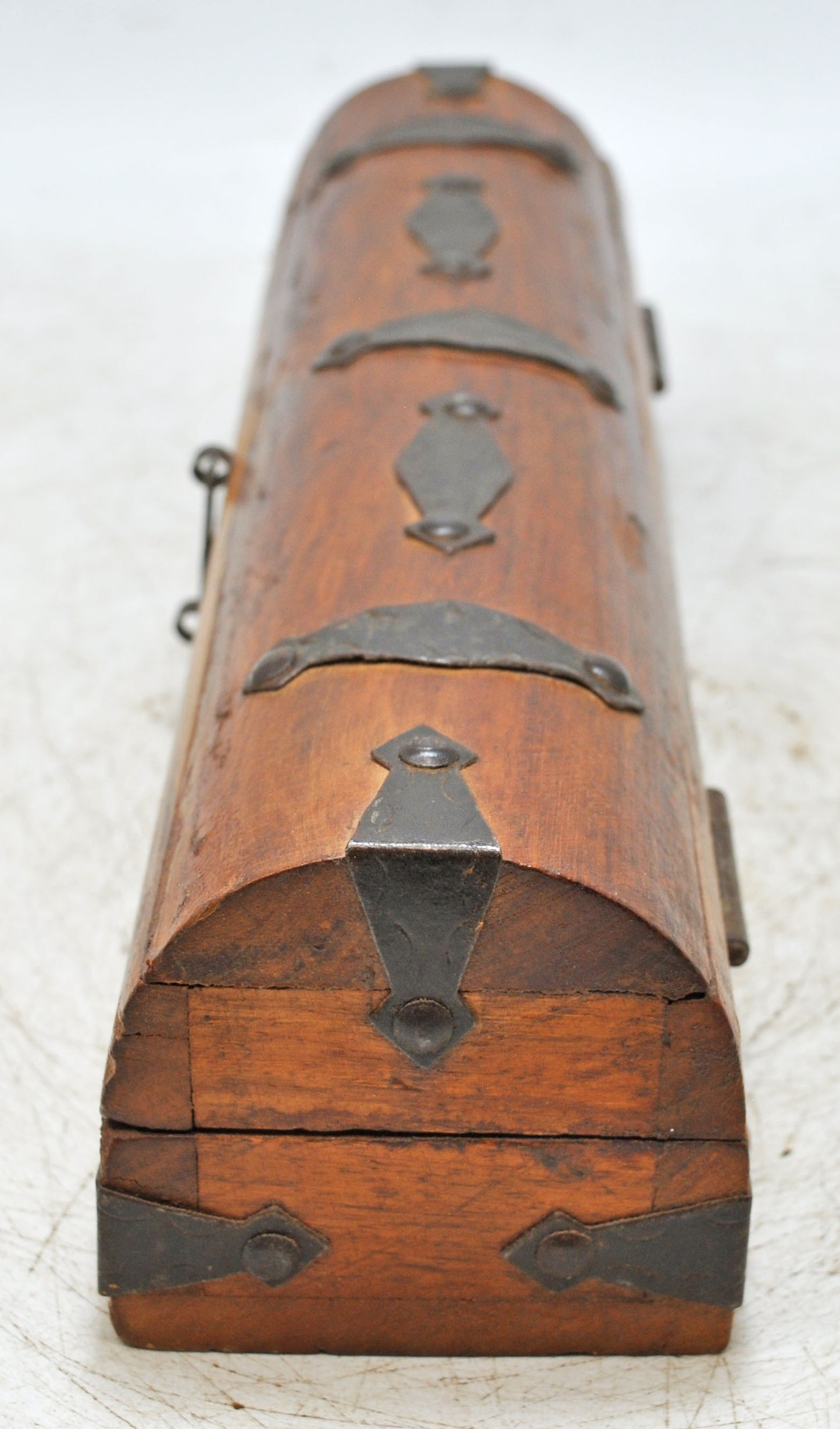 Vintage Wooden Pencil Stationary Box Original Old Hand Crafted Metal Fitted