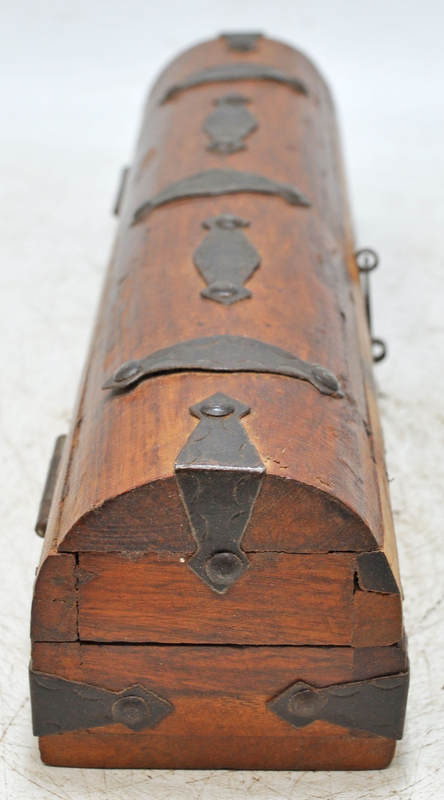 Vintage Wooden Pencil Stationary Box Original Old Hand Crafted Metal Fitted