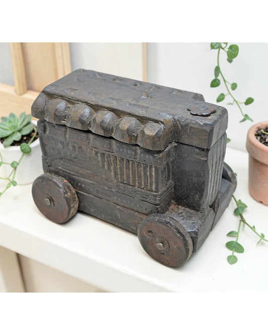 Antique Wooden Kitchenware Spice Box Original Old Hand Carved