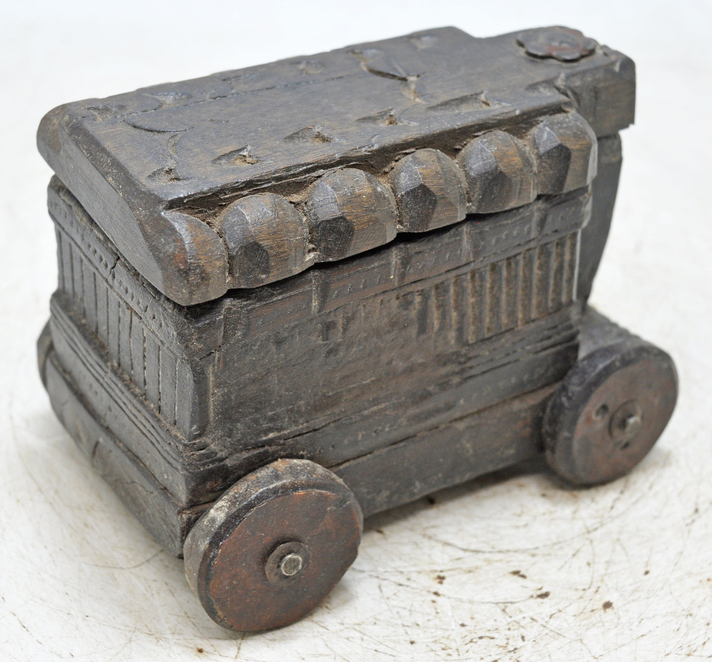 Antique Wooden Kitchenware Spice Box Original Old Hand Carved