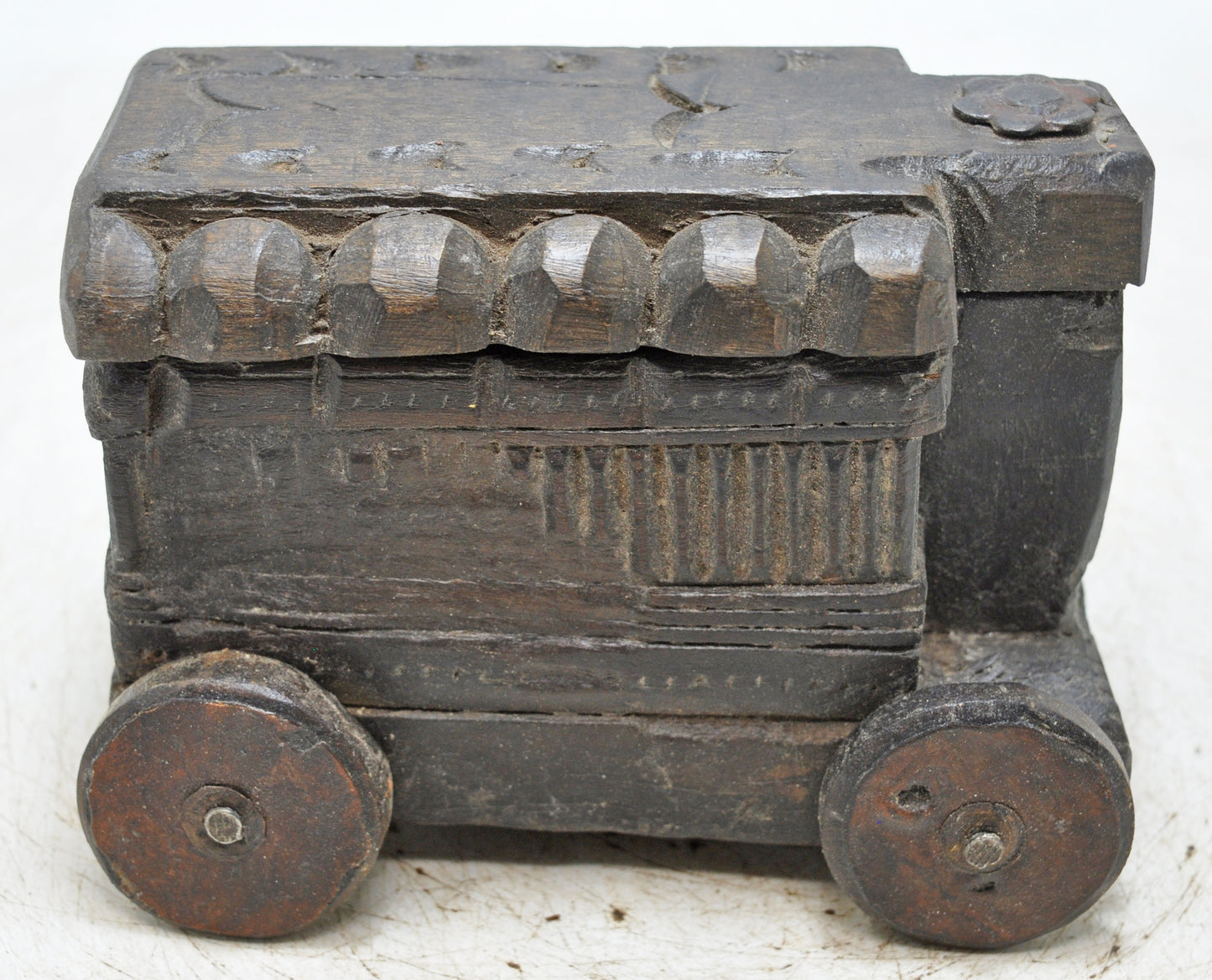 Antique Wooden Kitchenware Spice Box Original Old Hand Carved