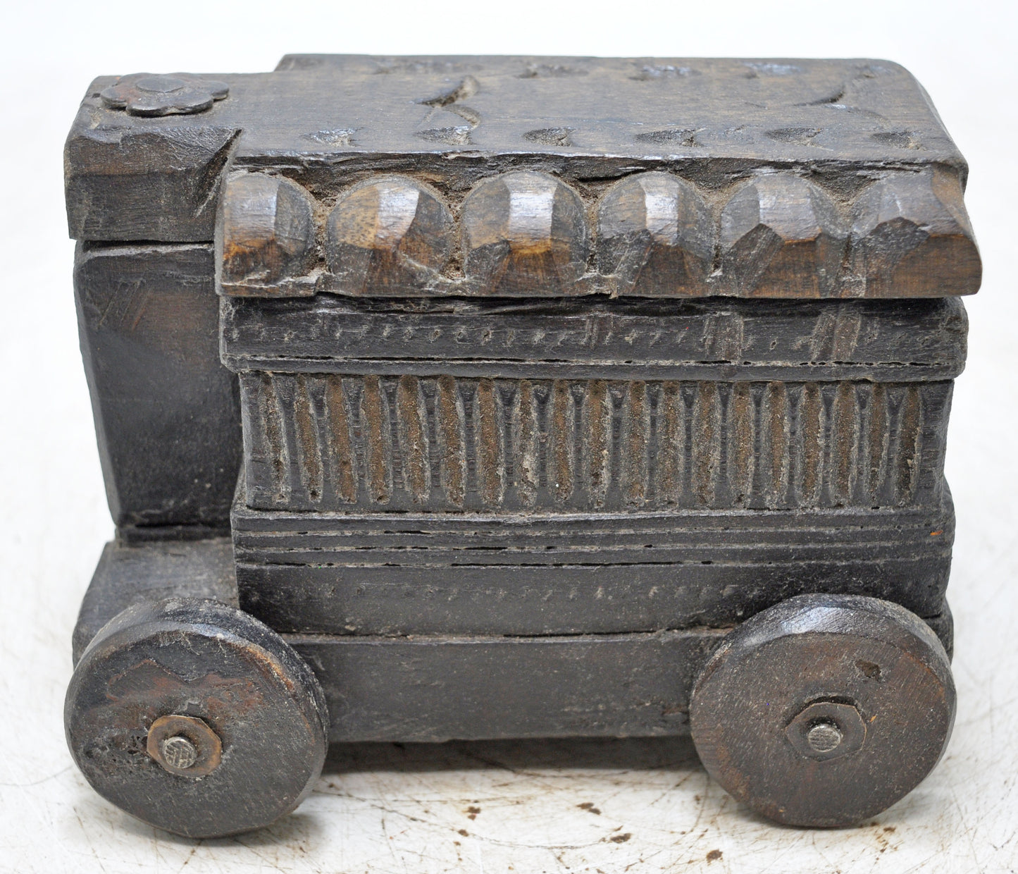 Antique Wooden Kitchenware Spice Box Original Old Hand Carved