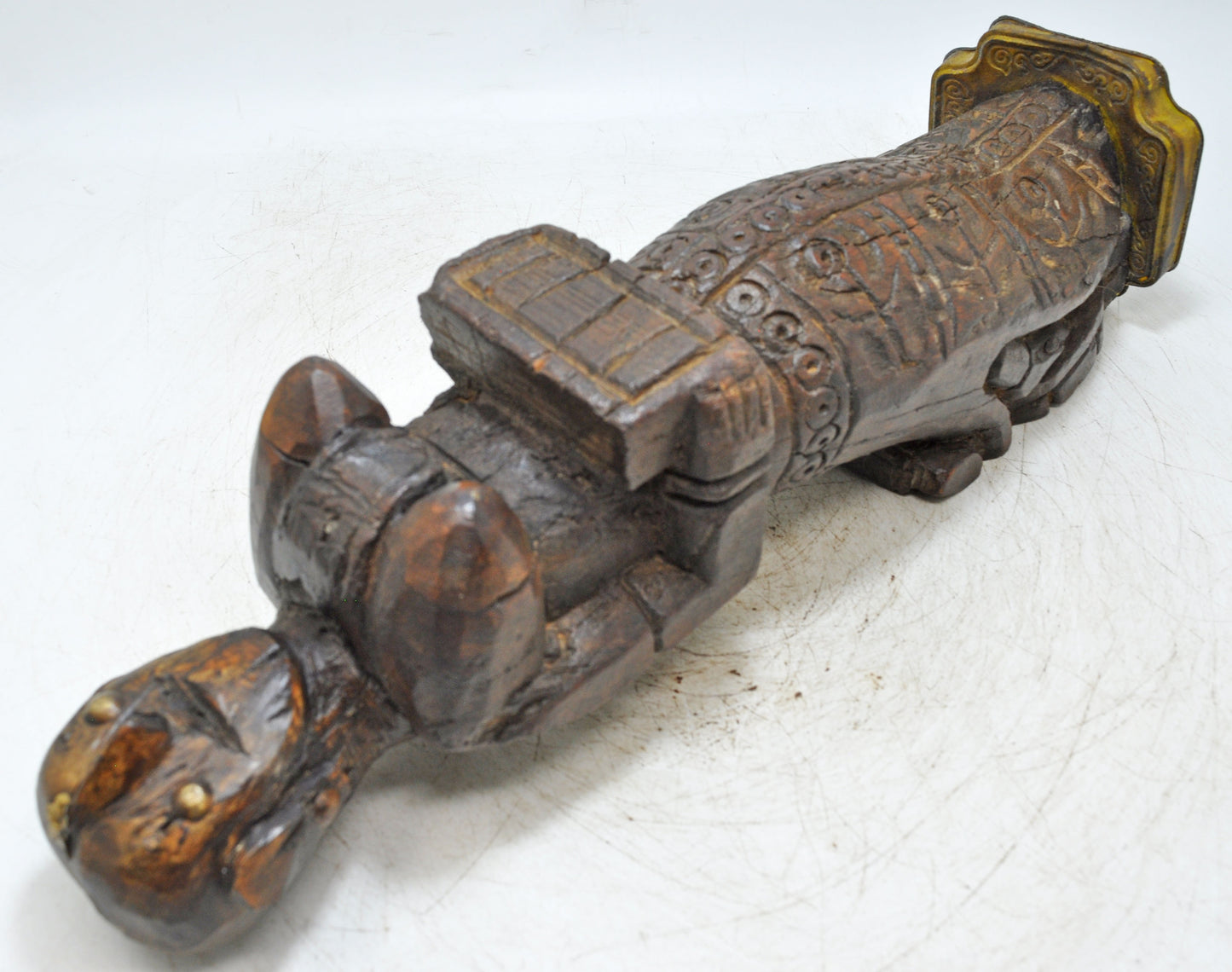 Vintage Wooden Musician Woman Figurine Original Old Very Fine Hand Carved